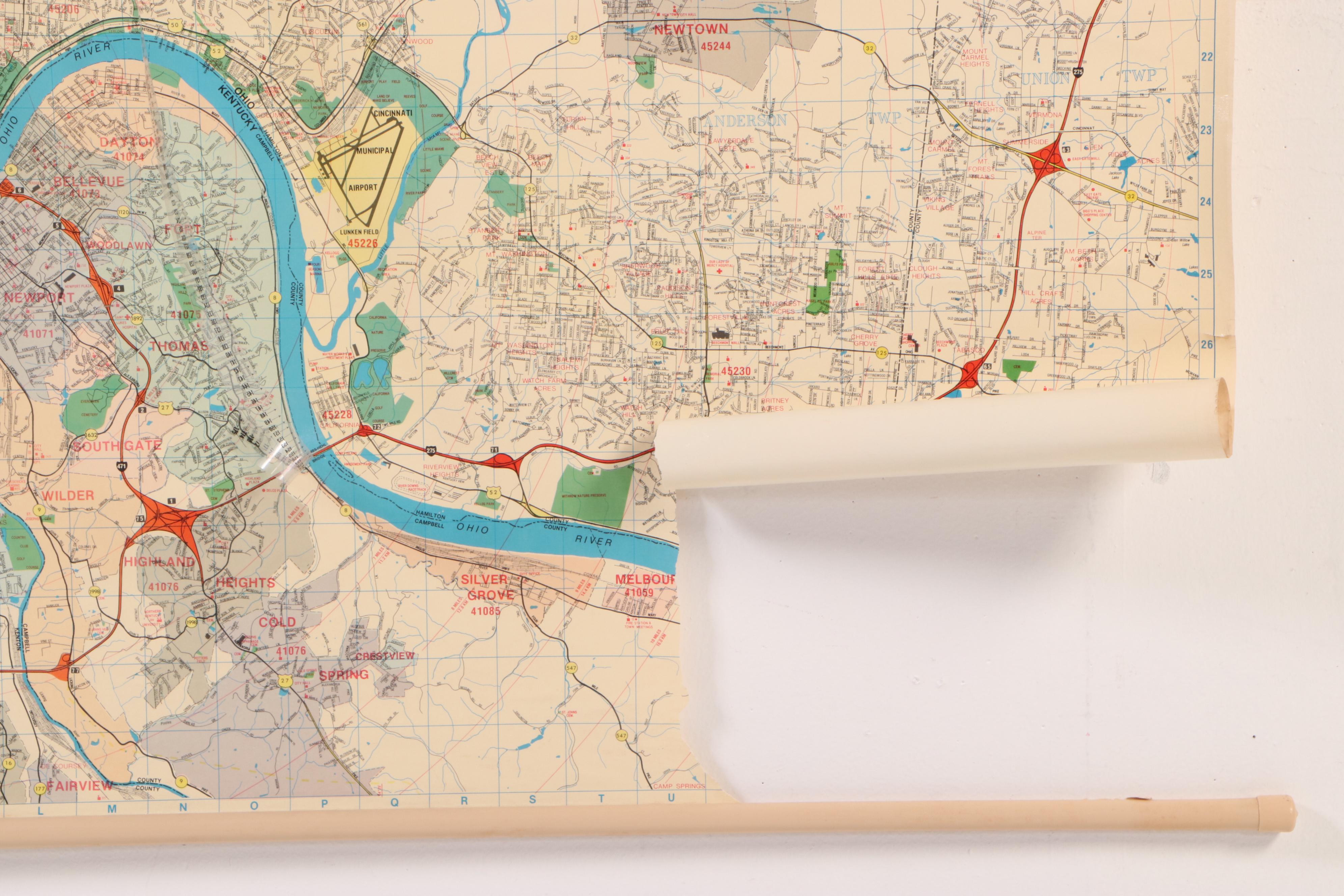 Champion Map Corp Cincinnati Metropolitan Area Wall Map, 1998