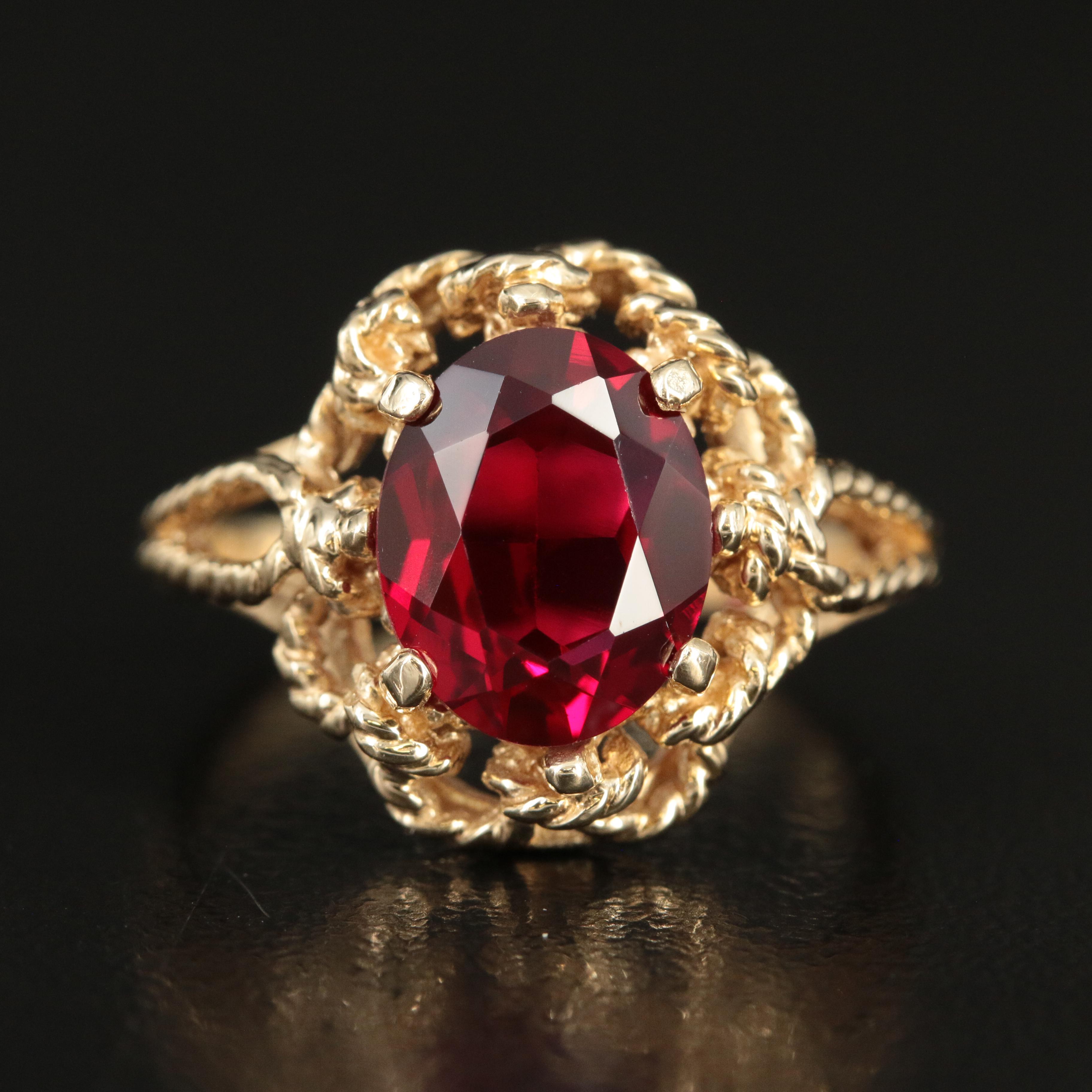 14K Ruby Ring with Rope Detail