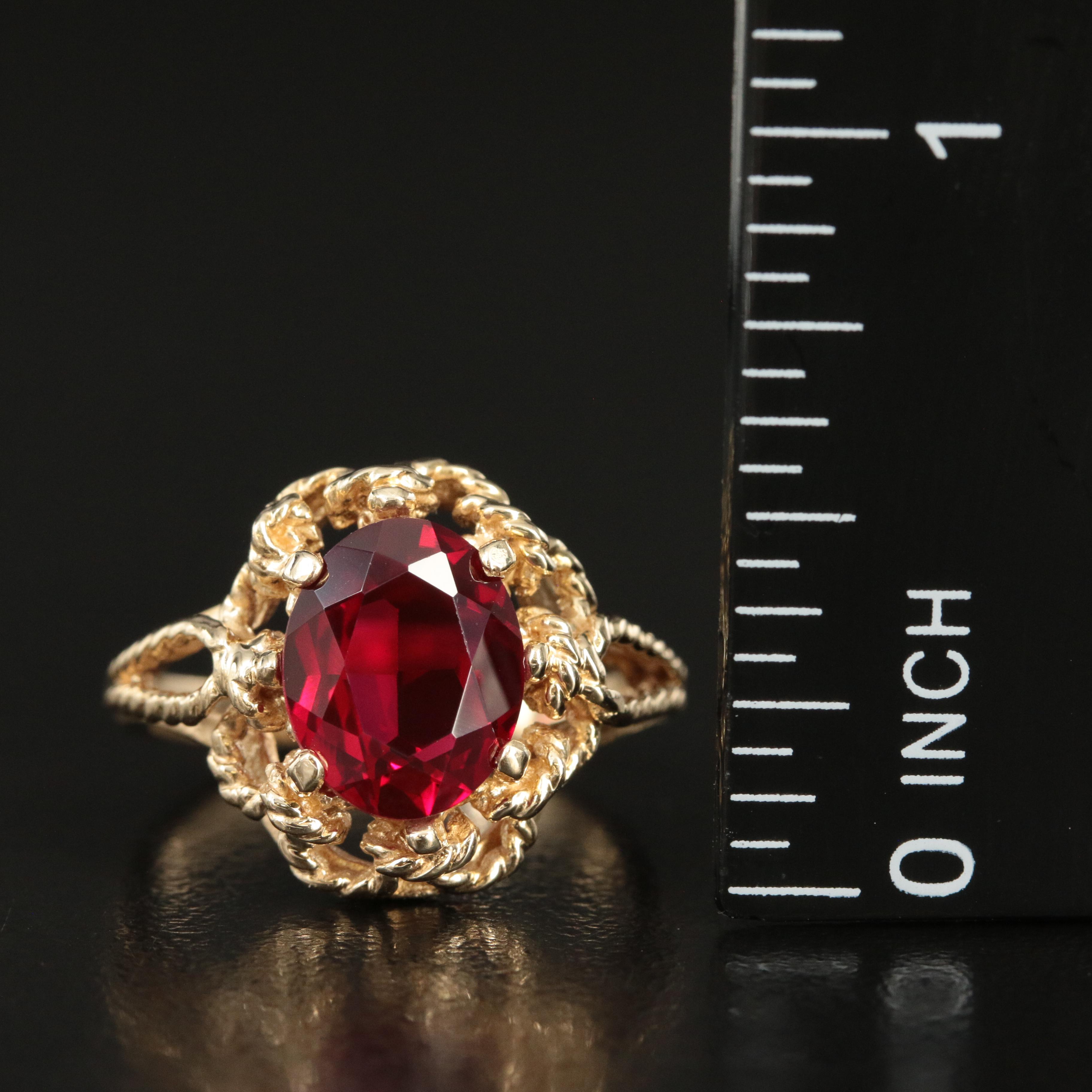 14K Ruby Ring with Rope Detail