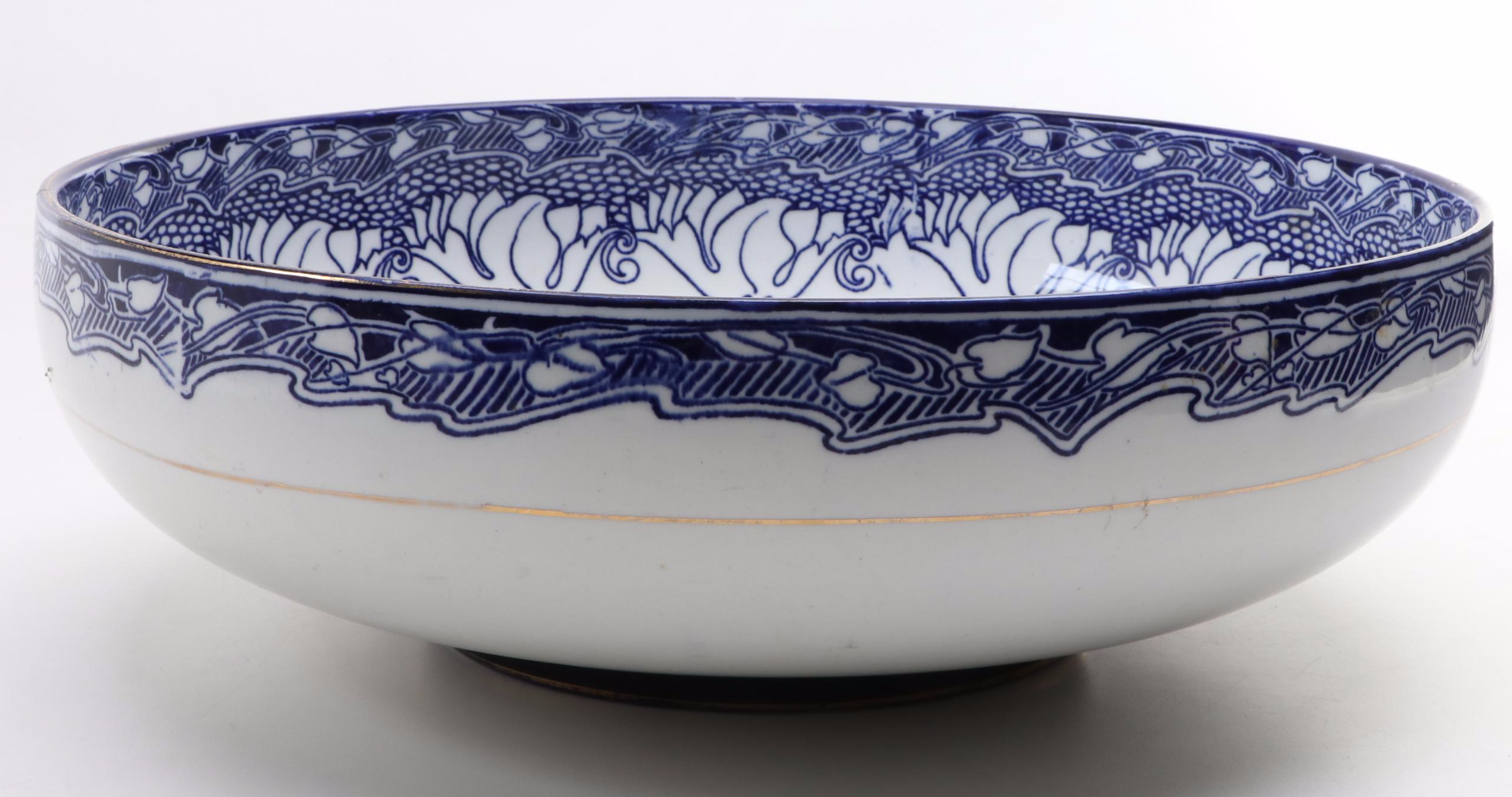 Doulton Burslem Blue and White Bowl, Late 19th Century