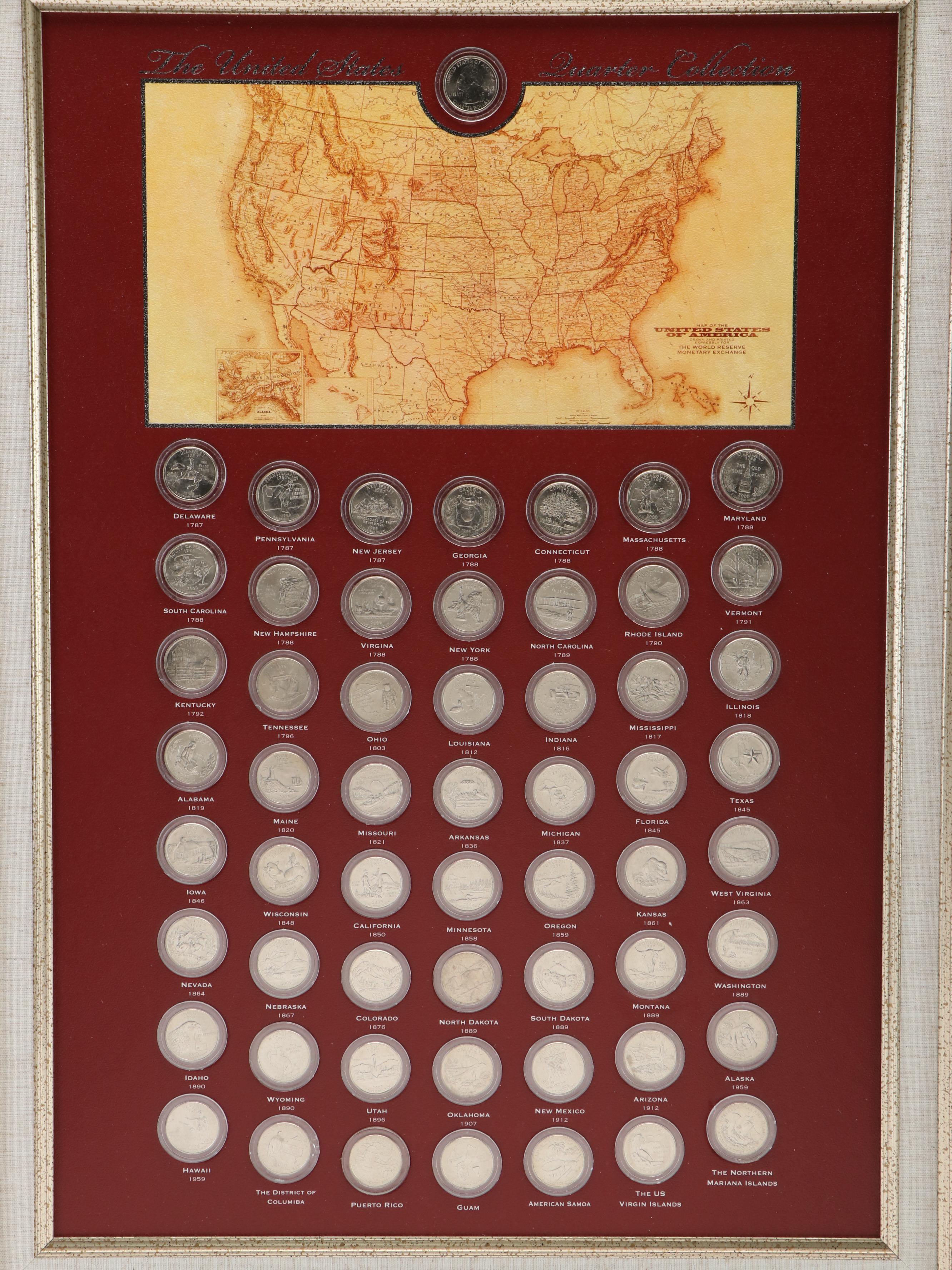 Complete Framed State Quarter Collection 1999-2009 Plus Territories