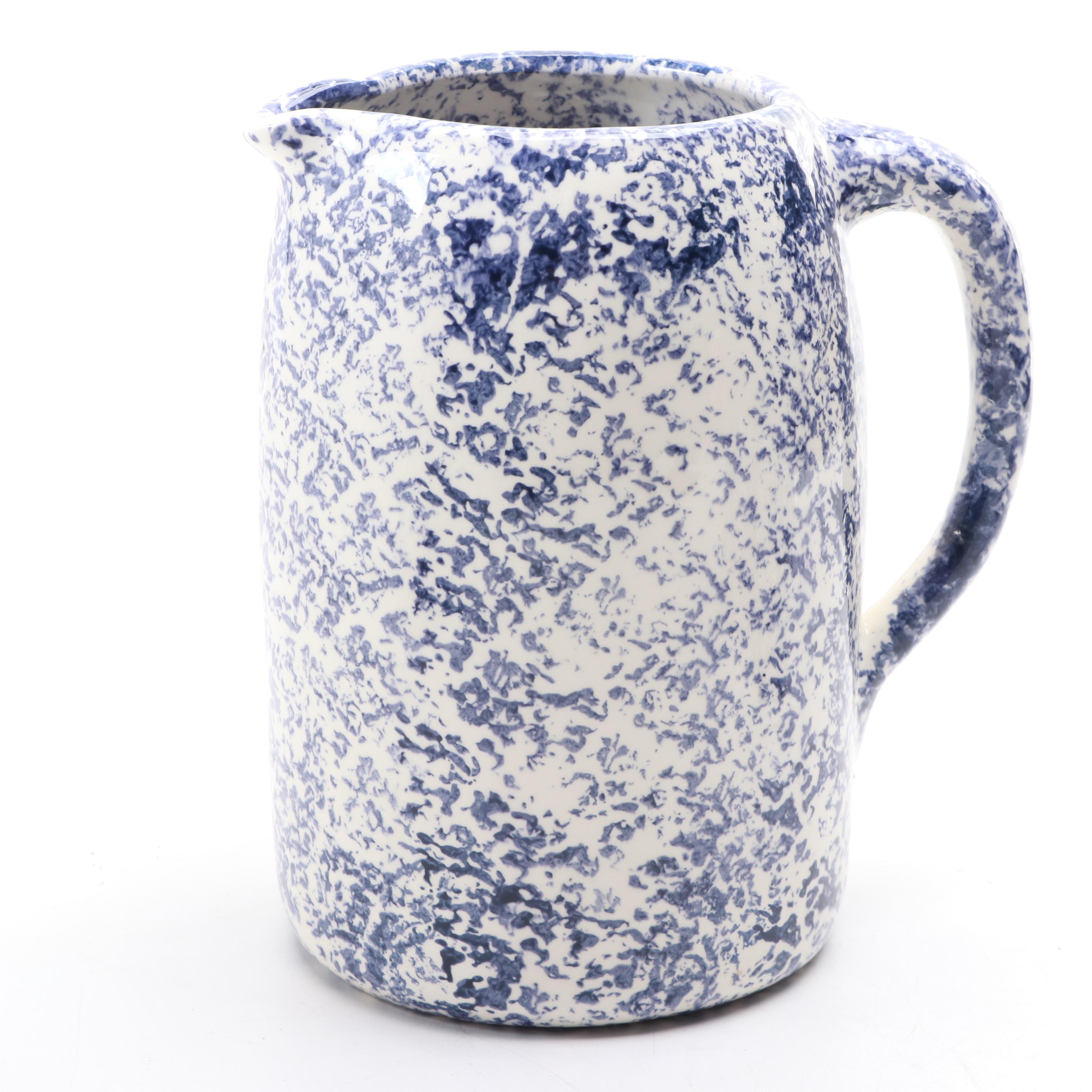 Blue Spongeware Ceramic Mugs and Pitcher EBTH