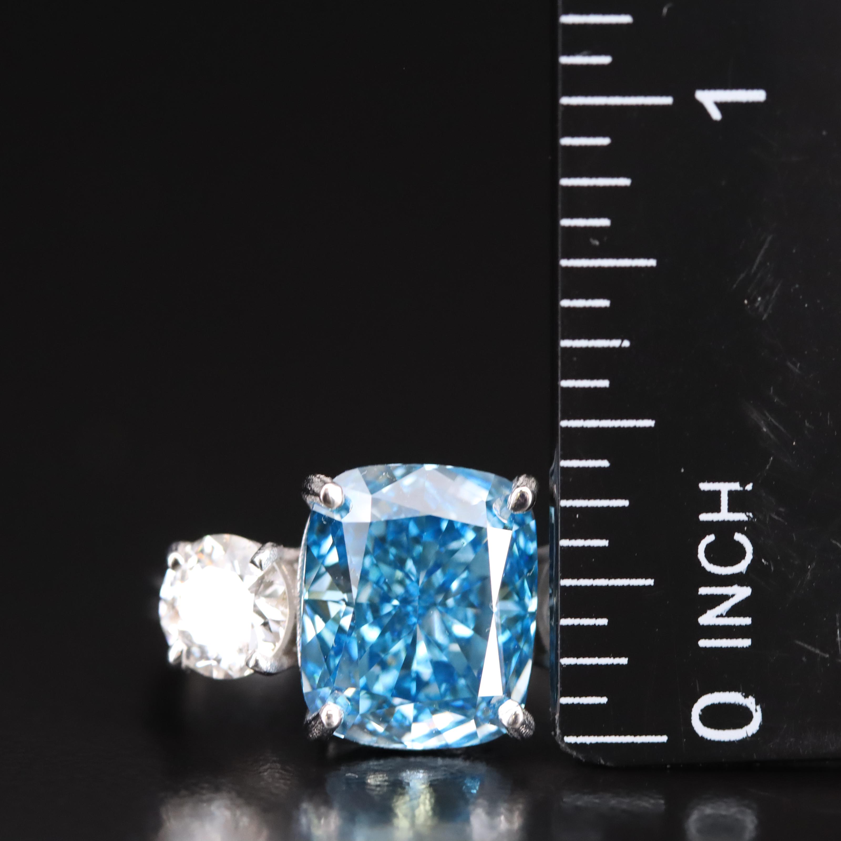 6.39 CTW Diamond Ring (Origin Undetermined) Green Blue Center and GIA Reports