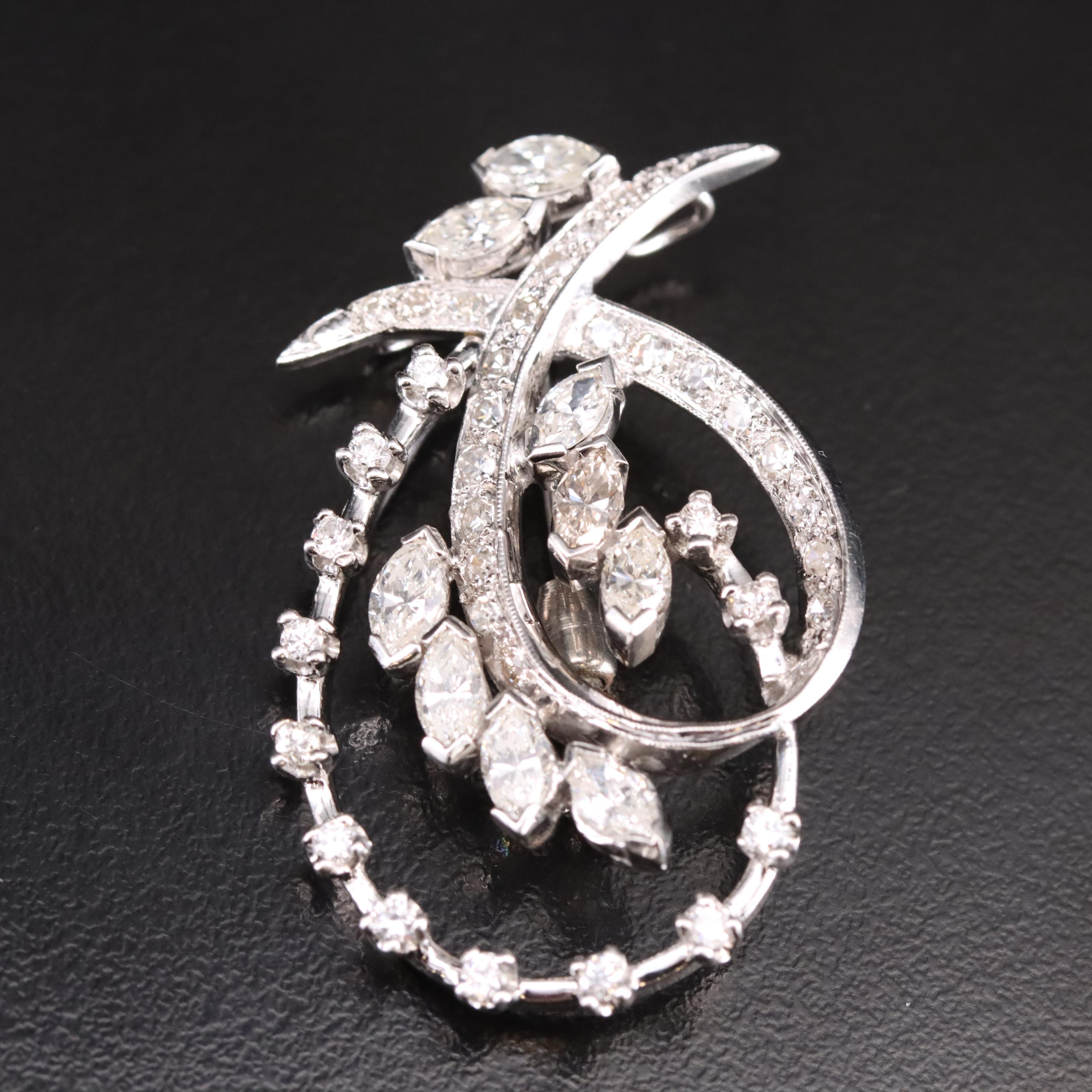 14K 2.66 CTW Diamond Converter Brooch