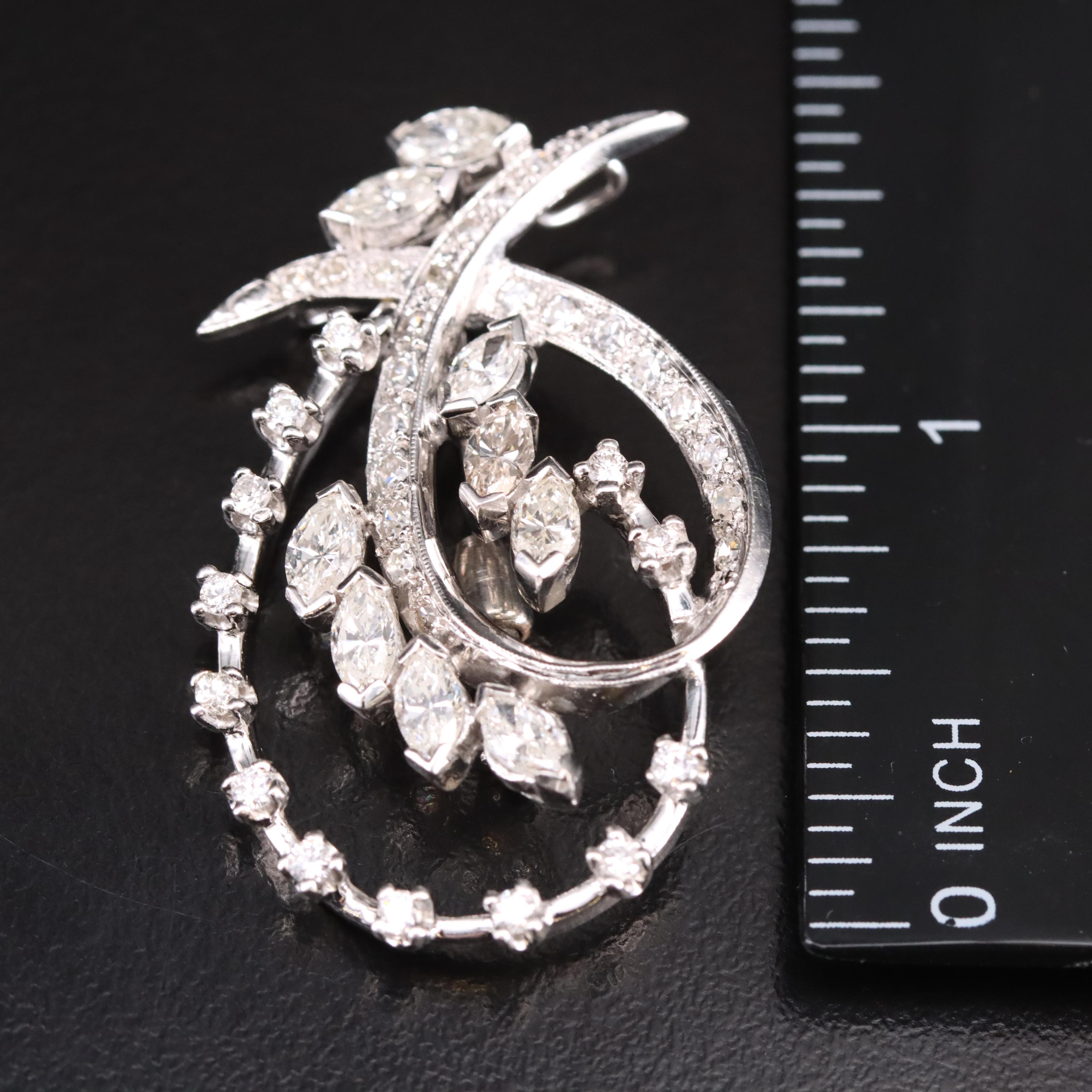 14K 2.66 CTW Diamond Converter Brooch