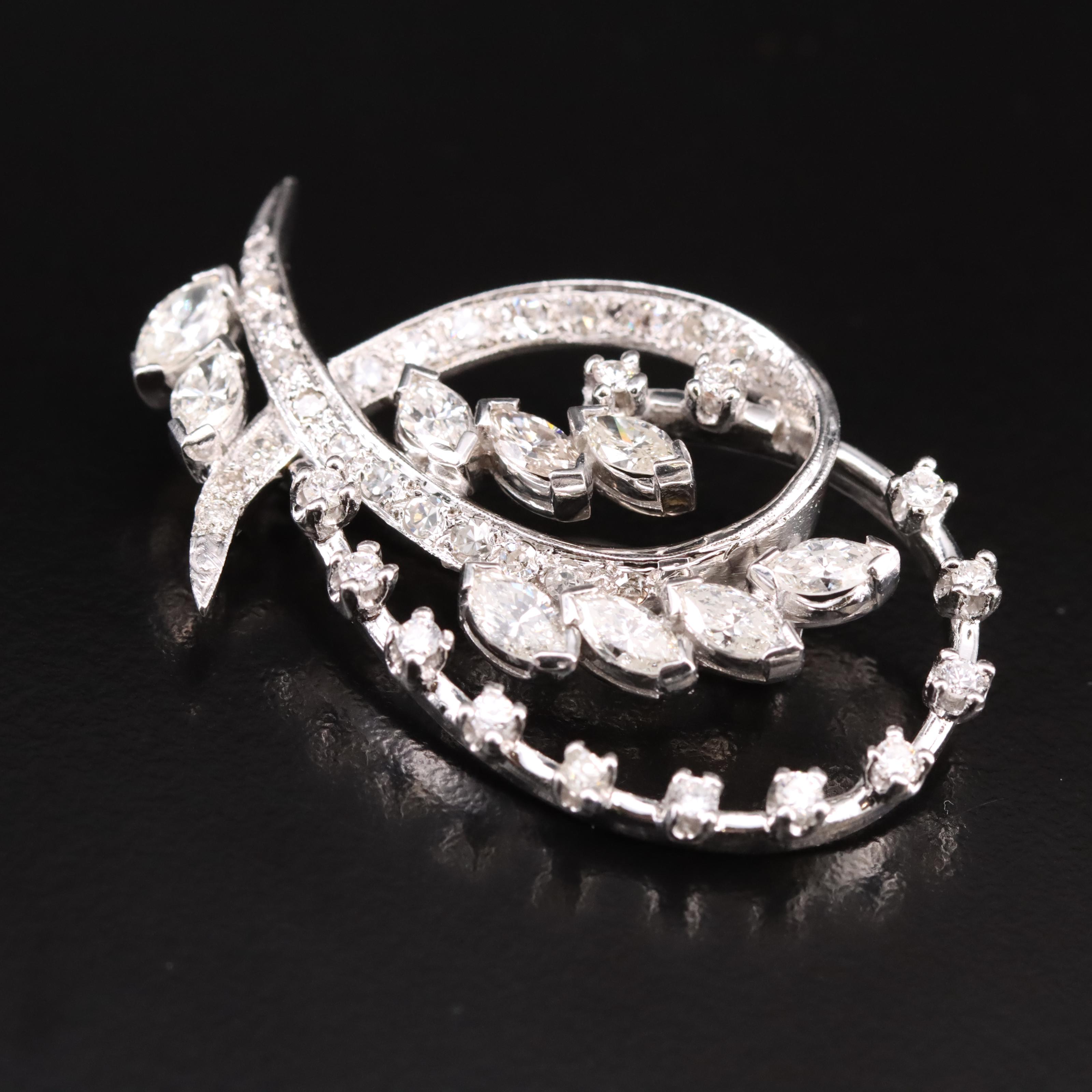 14K 2.66 CTW Diamond Converter Brooch