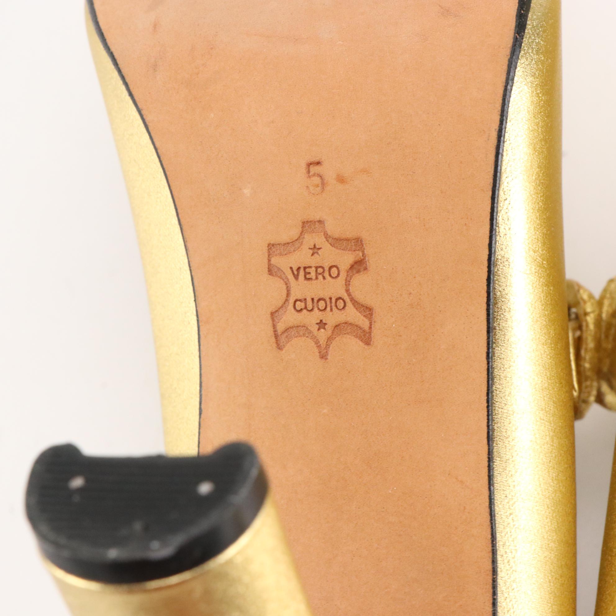 Jimmy Choo Mary Jane Strap Pumps in Metallic Gold Leather