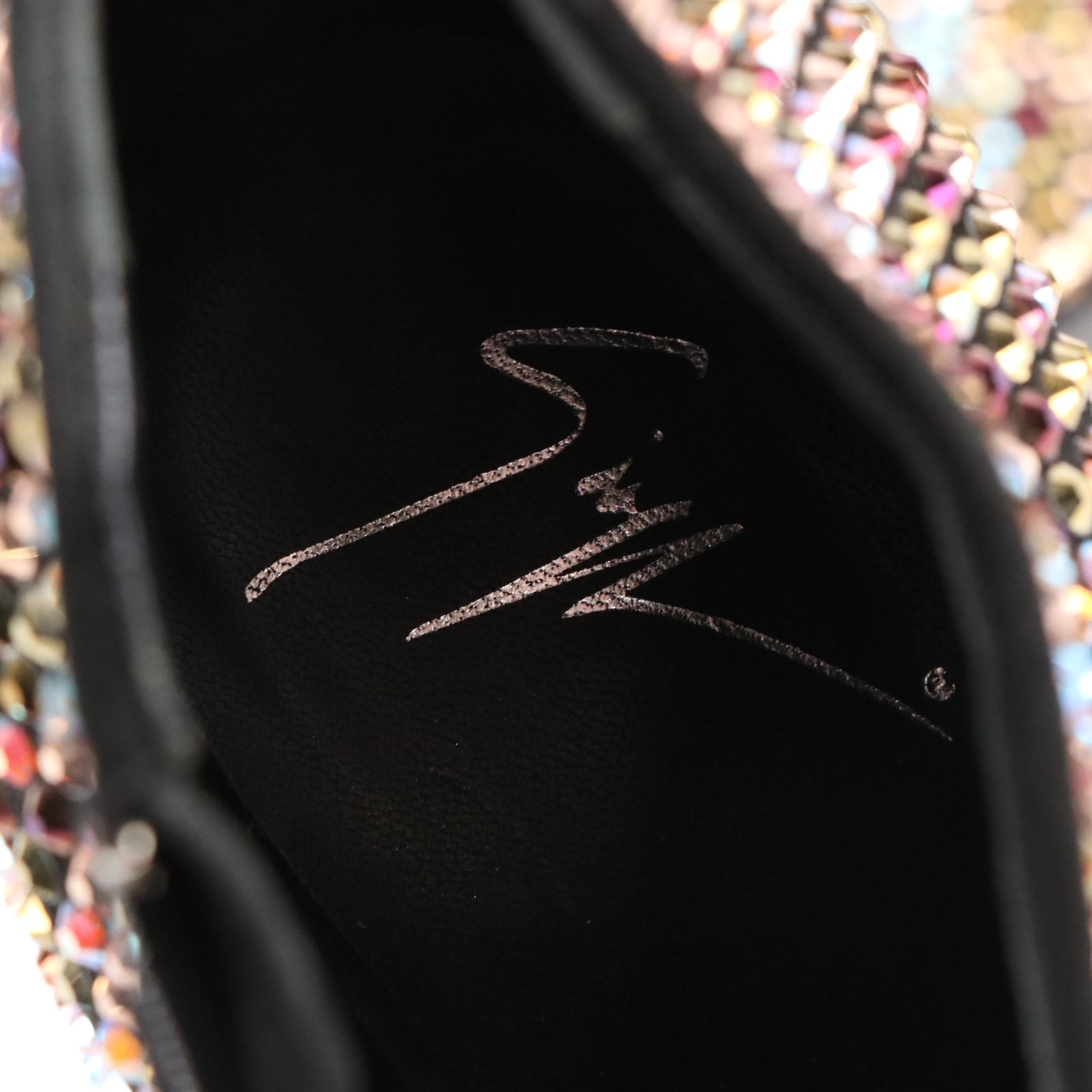 Giuseppe Zanotti Allover Rhinestone Embellished Heel-Less Platform Wedges