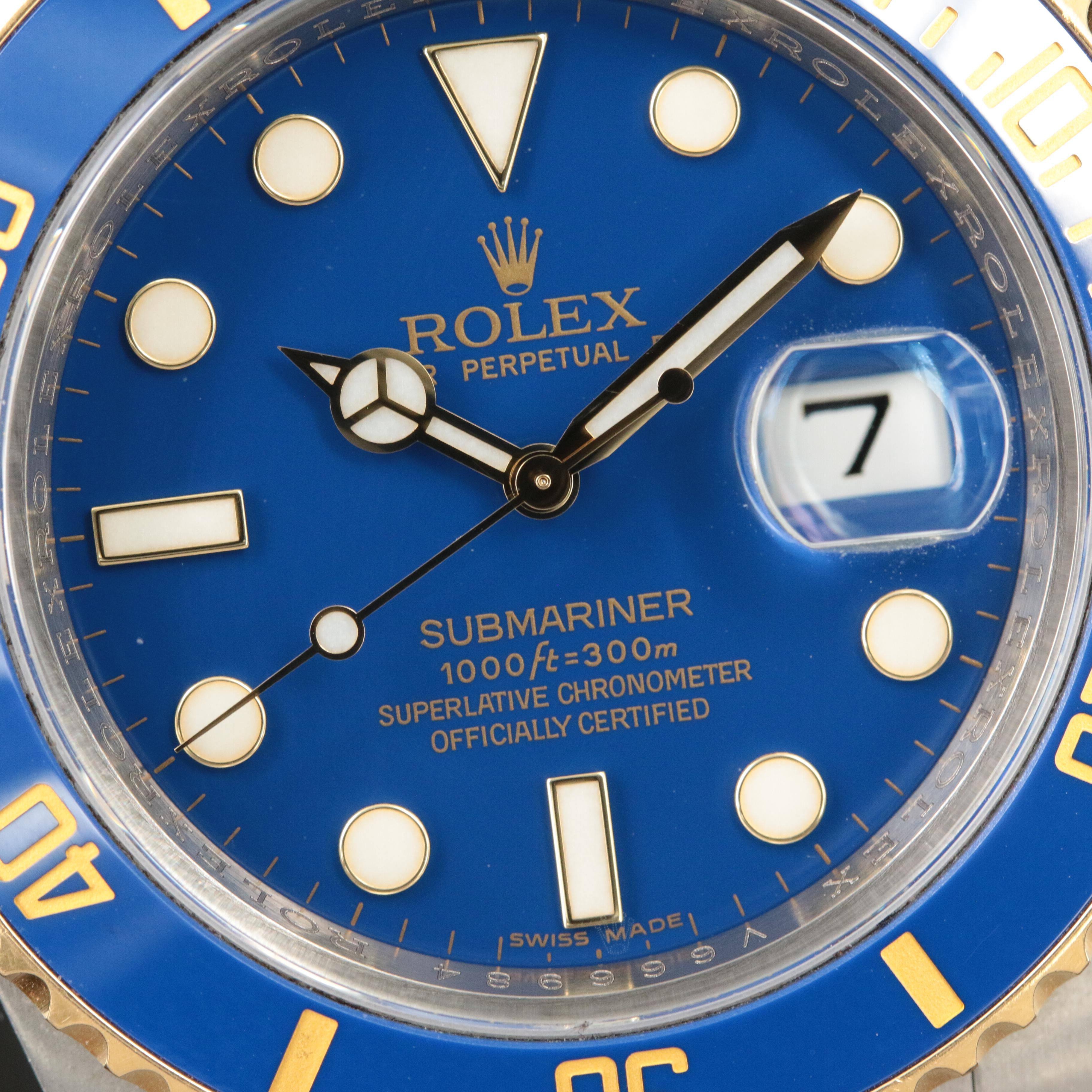 2008 Rolex Submariner Blue Dial 18K and Stainless Steel Automatic Watch