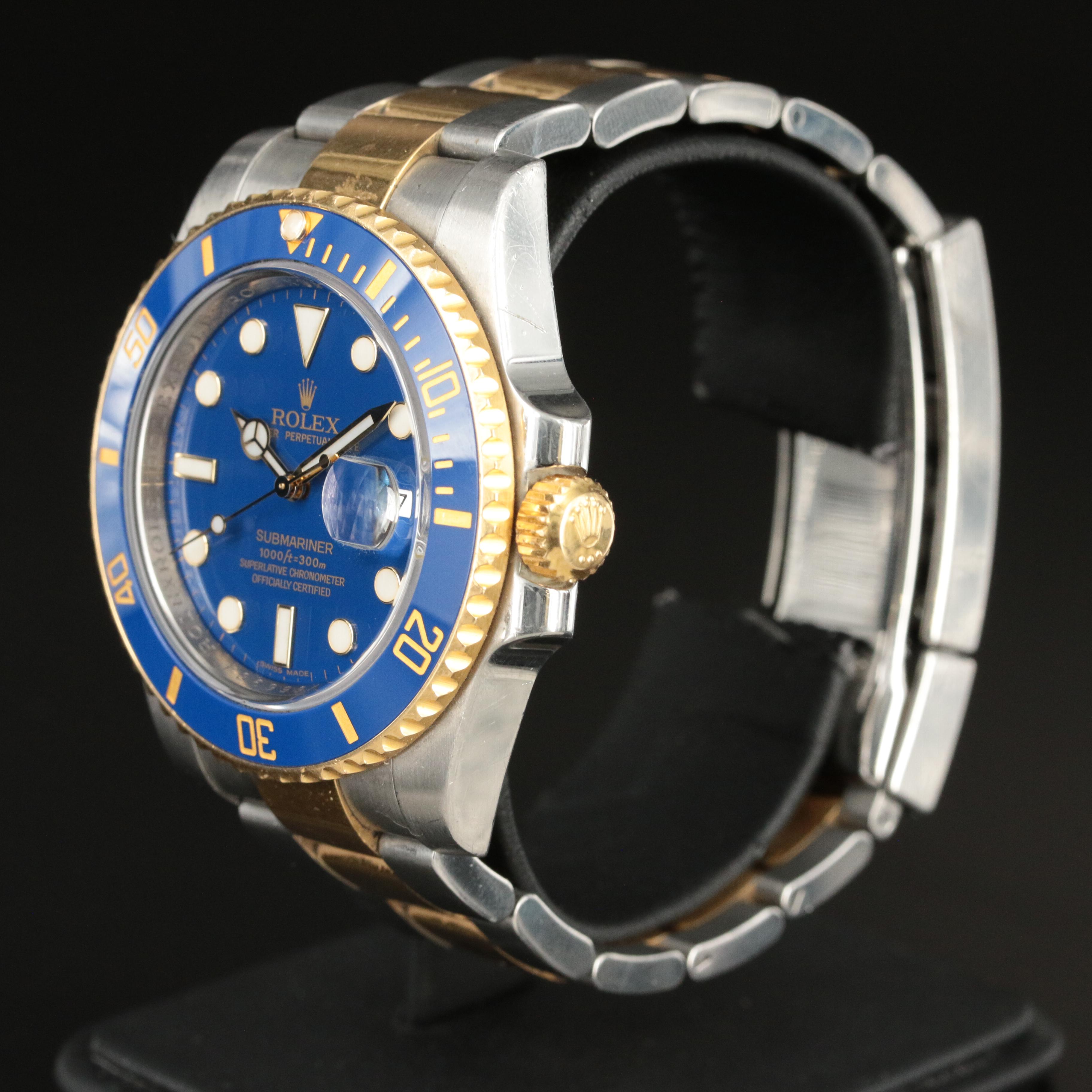 2008 Rolex Submariner Blue Dial 18K and Stainless Steel Automatic Watch