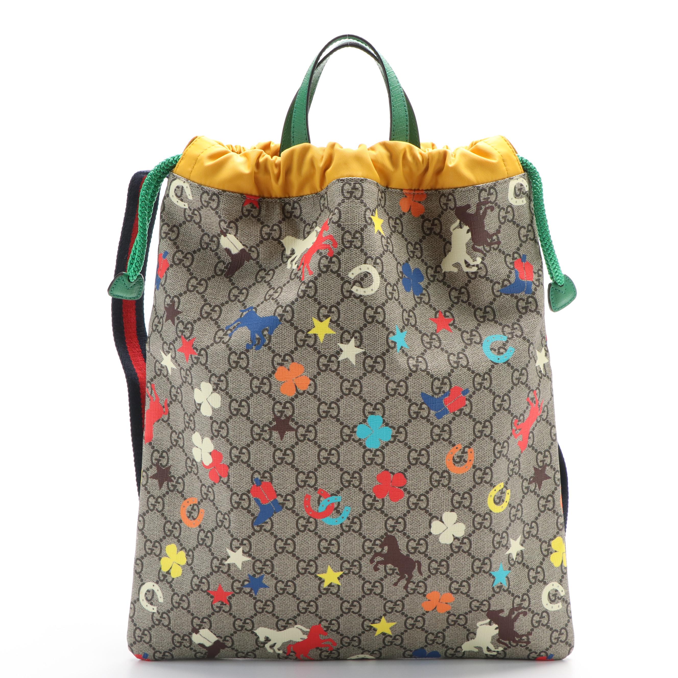 Gucci GG Supreme Equestrian Print Drawstring Children's Backpack