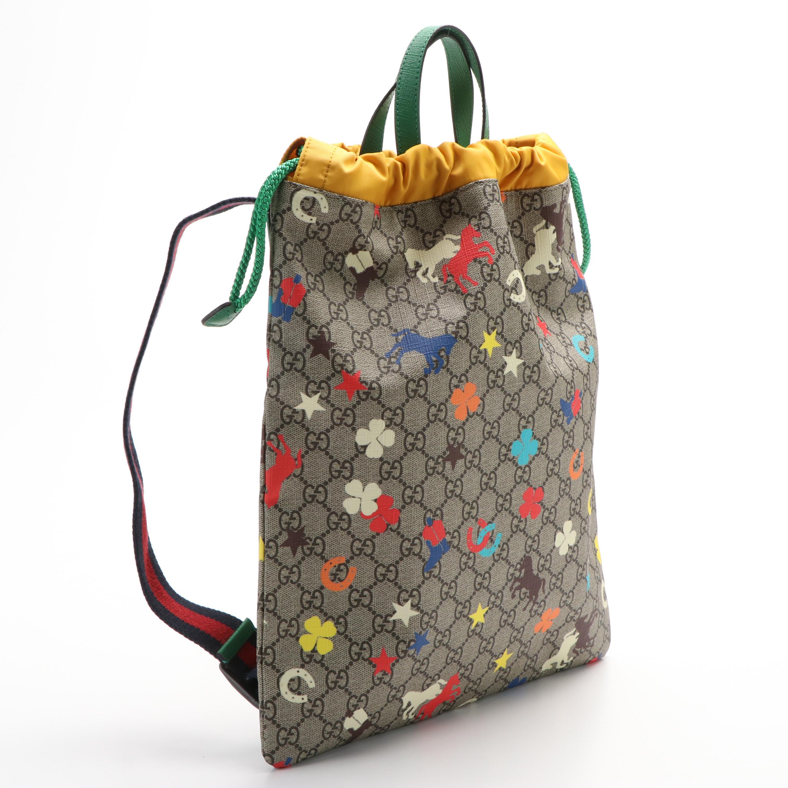 Gucci GG Supreme Equestrian Print Drawstring Children's Backpack