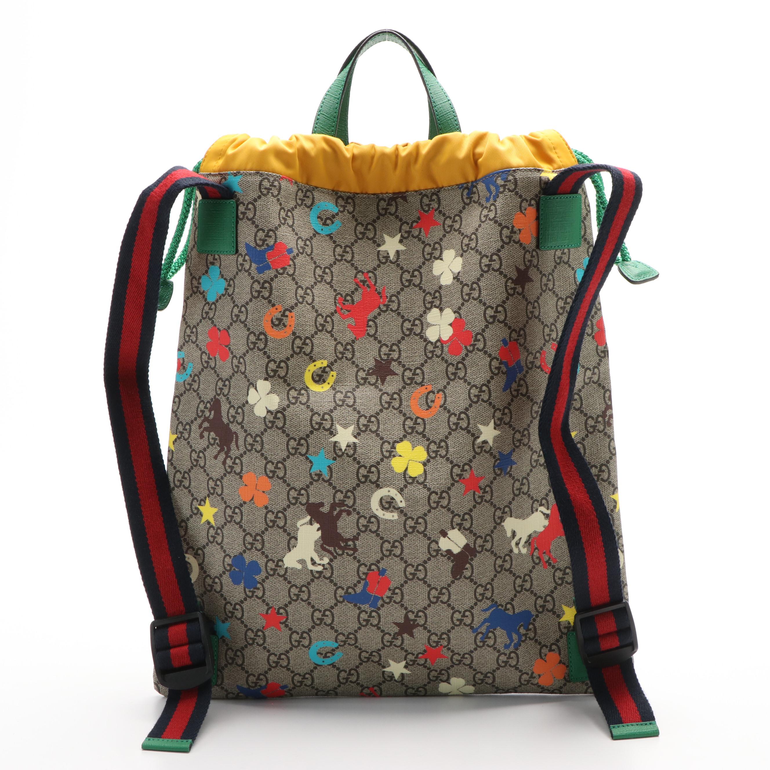 Gucci GG Supreme Equestrian Print Drawstring Children's Backpack