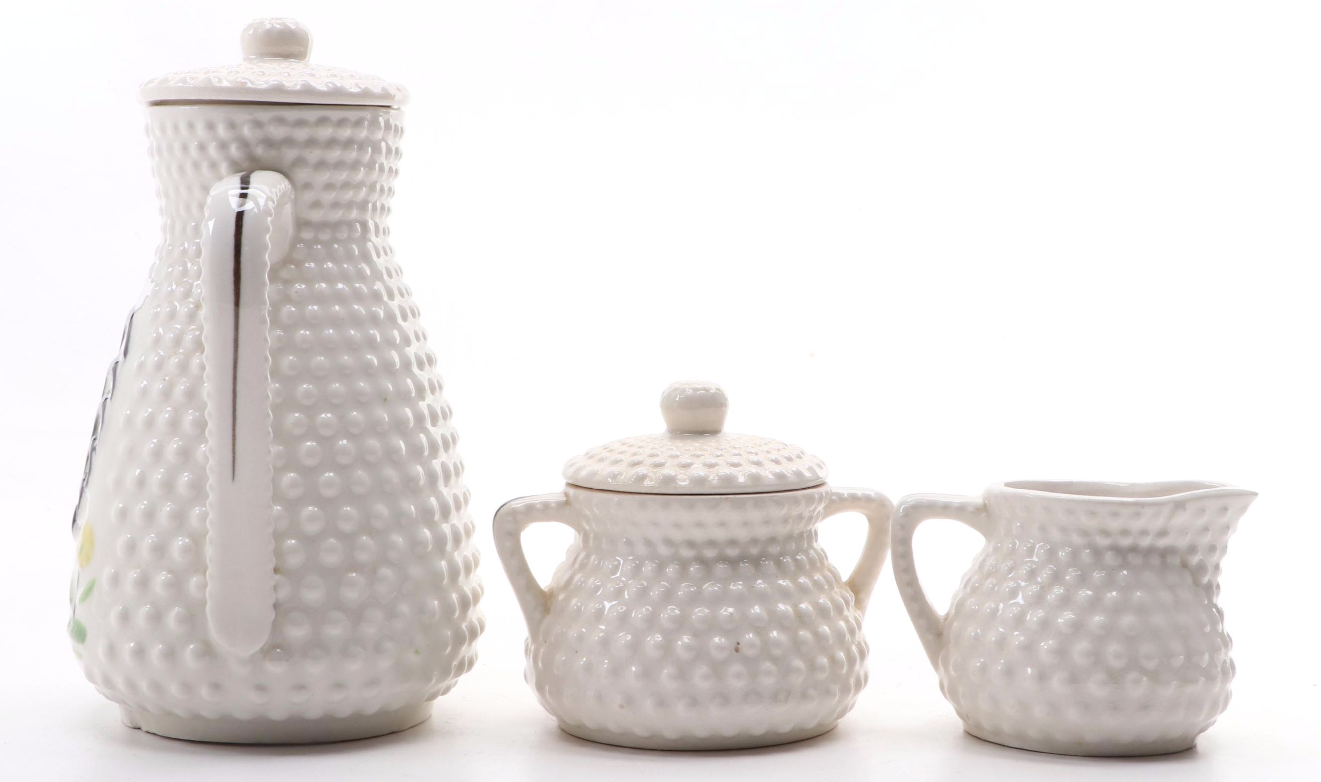 Tilso Ceramic Rooster Pitcher, Creamer and Sugar, Mid-20th Century