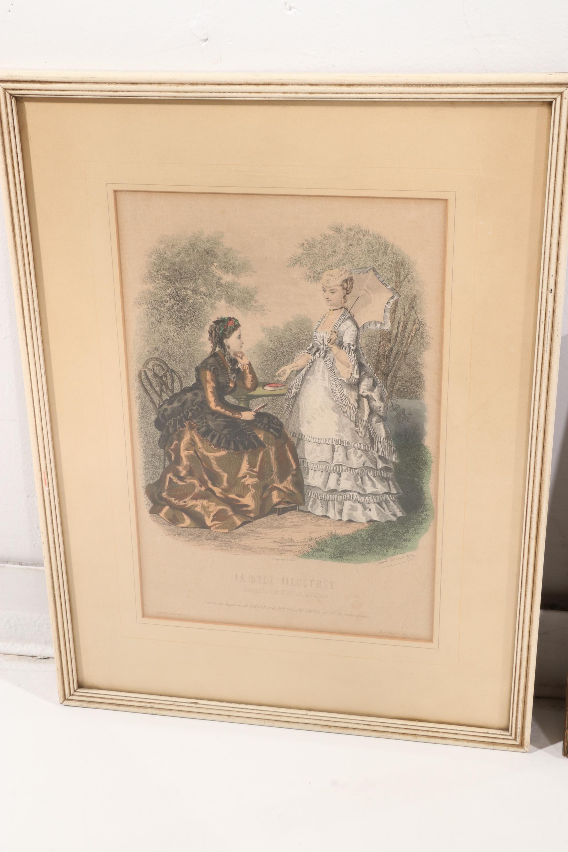 Victorian Style Wall Mirrors With  and Portrait and Botanical Prints