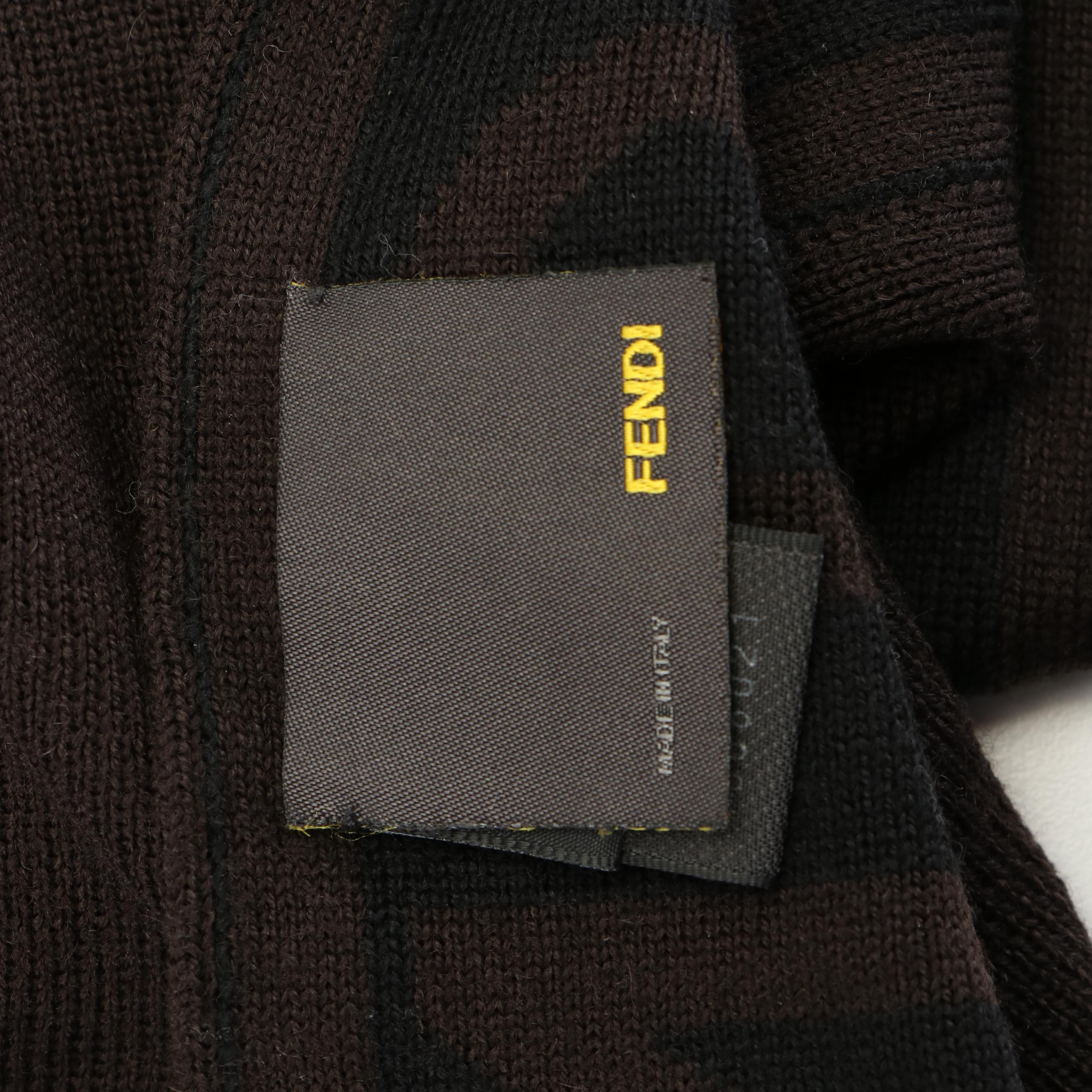 Fendi Logo Brown Wool Scarf