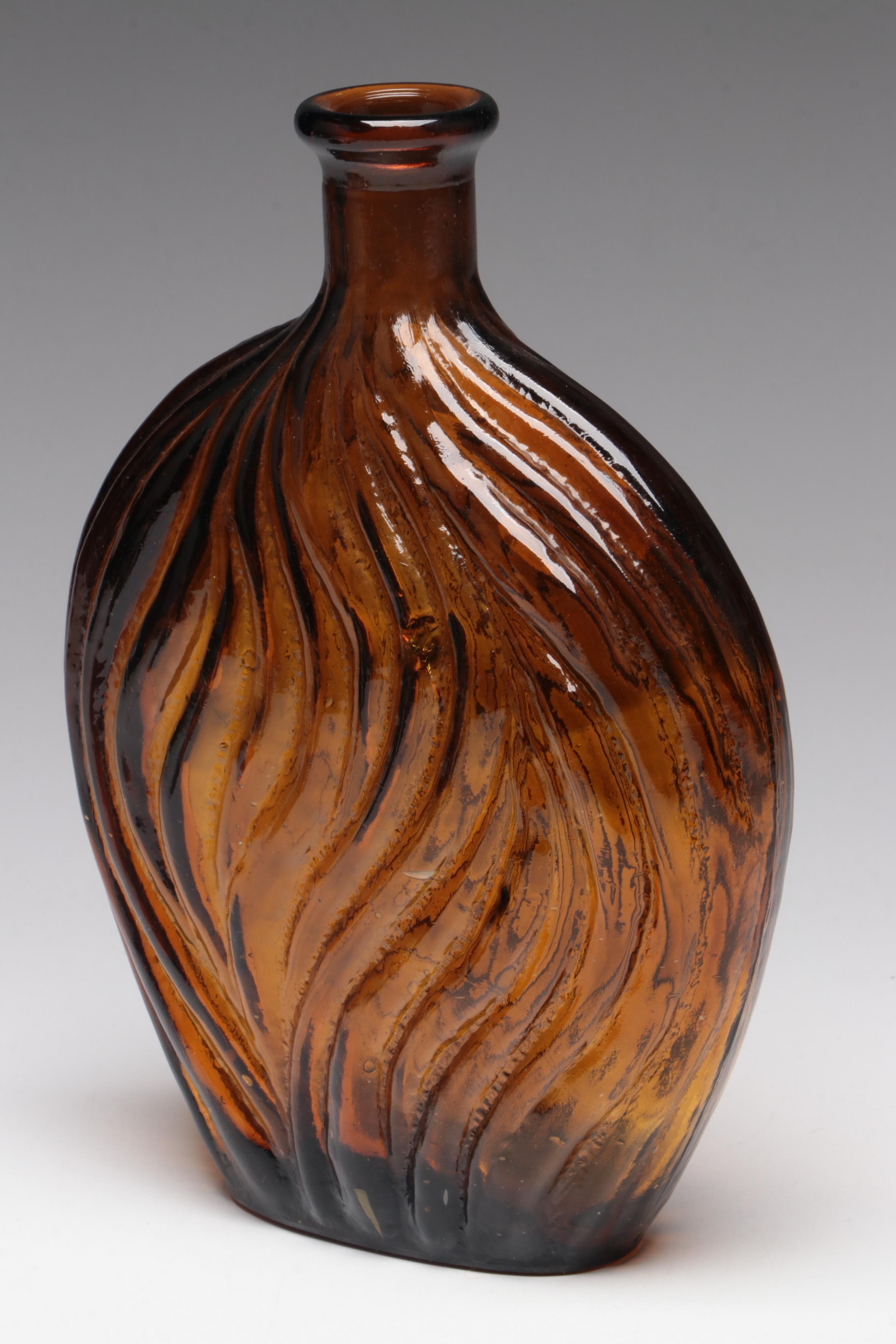 Viking "Bullseye" Candle Holder with Other Amber Glass Vases EBTH