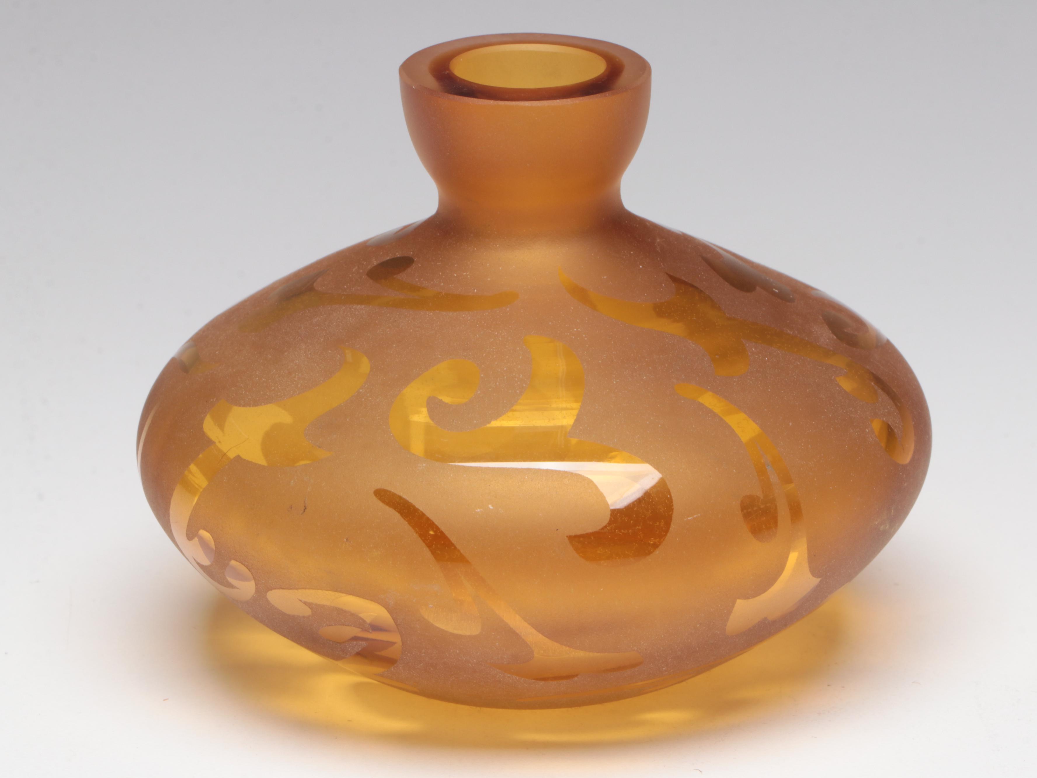 Viking "Bullseye" Candle Holder with Other Amber Glass Vases EBTH