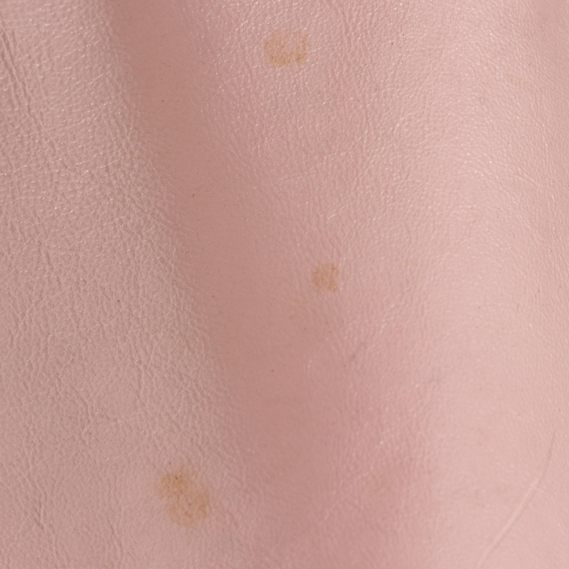 Rose Pink Leather Coat With Blonde Fox Collar