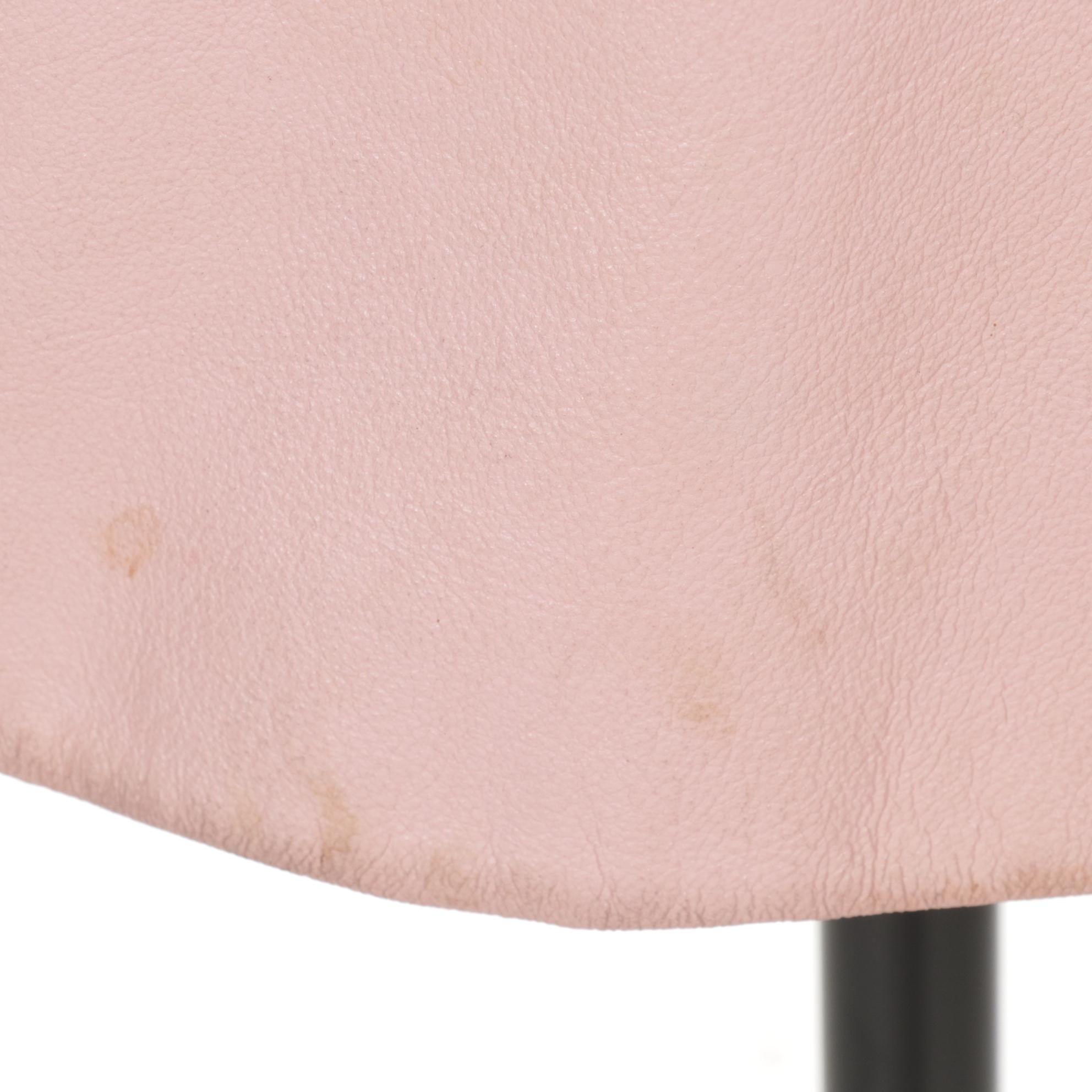 Rose Pink Leather Coat With Blonde Fox Collar