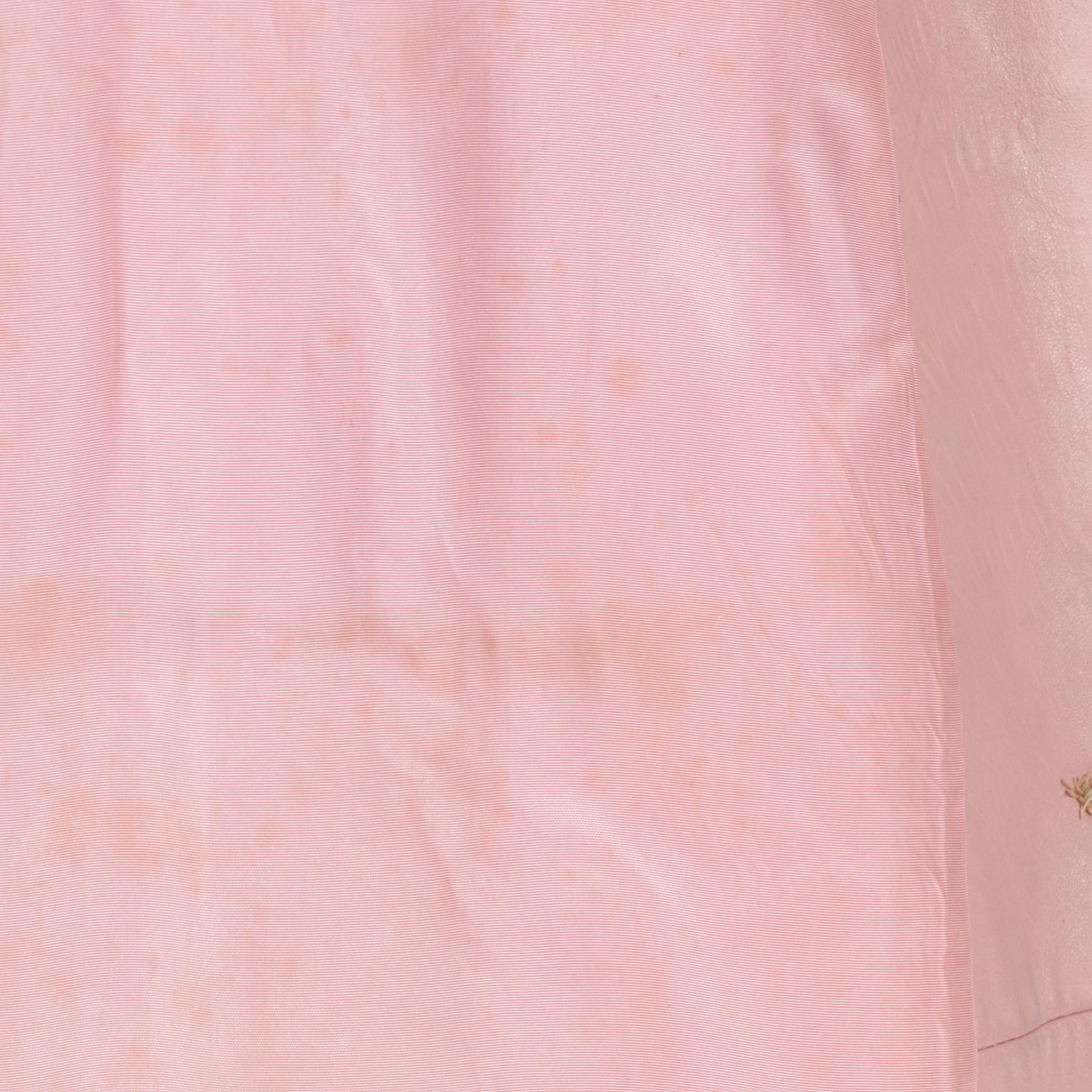 Rose Pink Leather Coat With Blonde Fox Collar