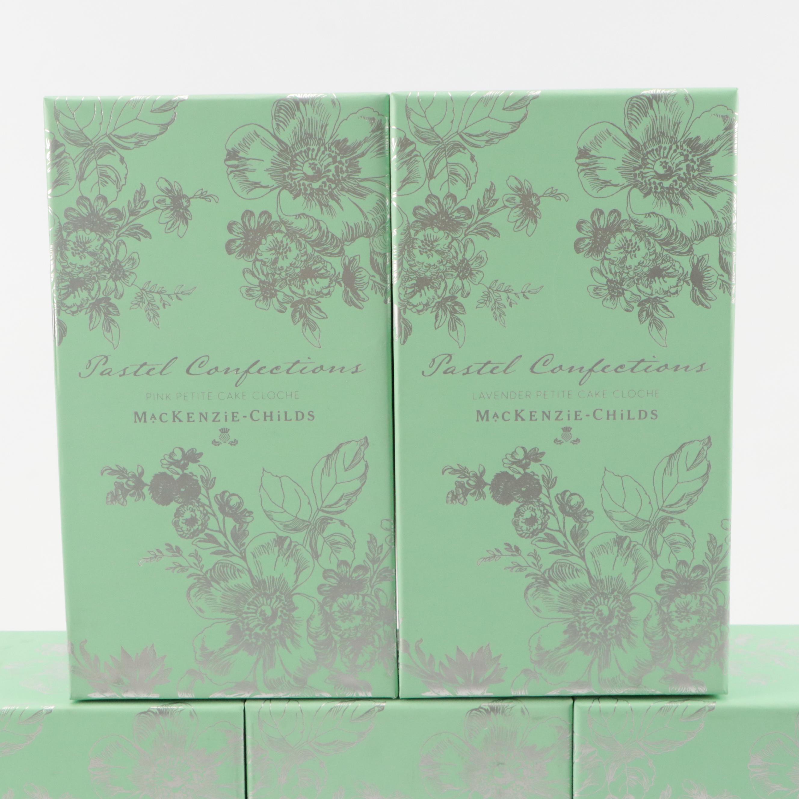 MacKenzie-Childs Pastel Confection Resin Cakes Under Glass Domes