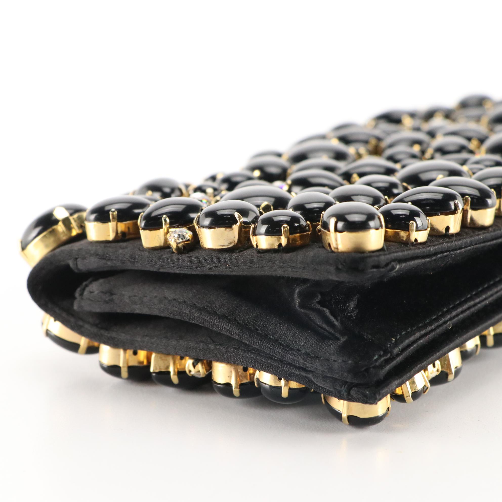 Prada Raso Stone Clutch in Cabochon Embellished Silk Satin