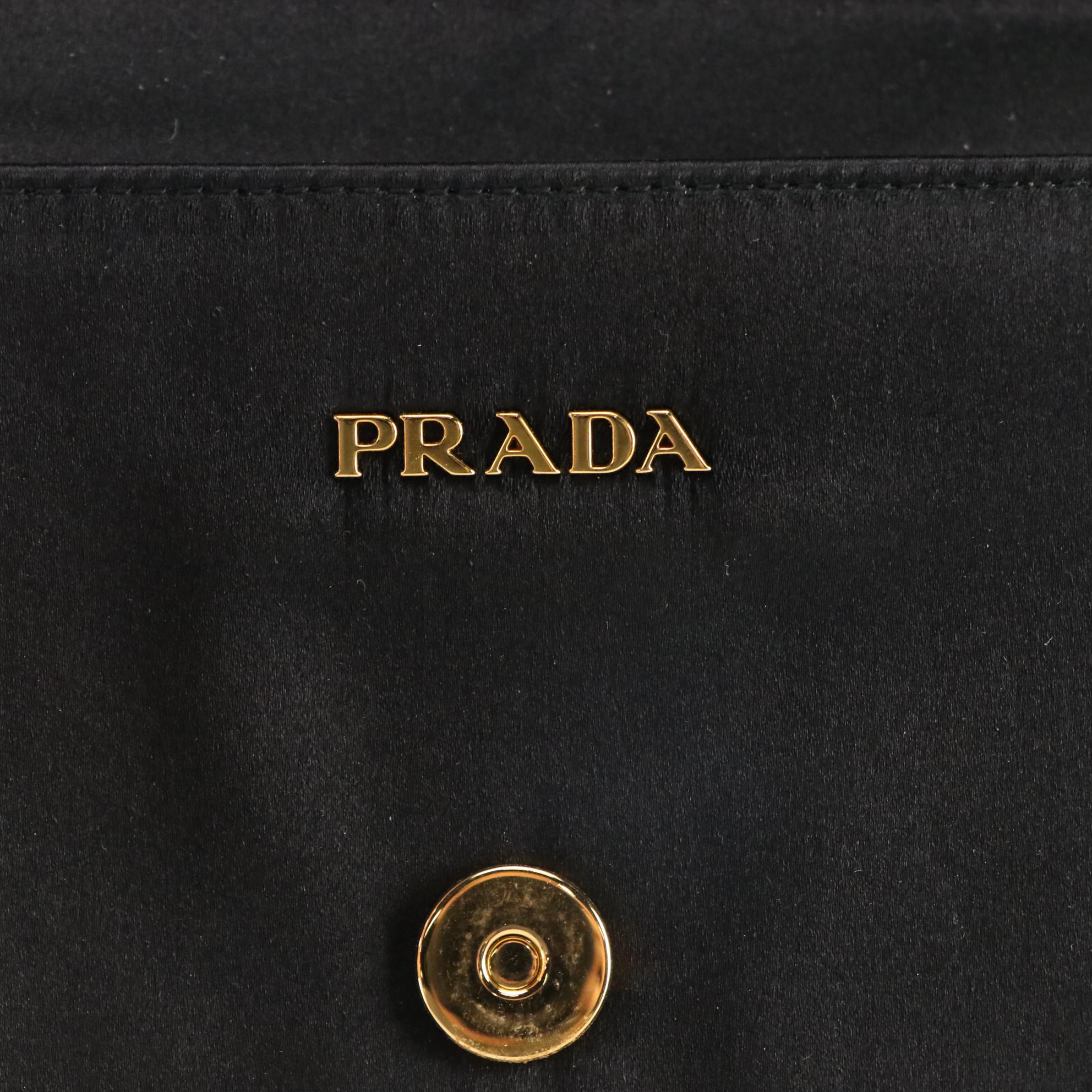Prada Raso Stone Clutch in Cabochon Embellished Silk Satin