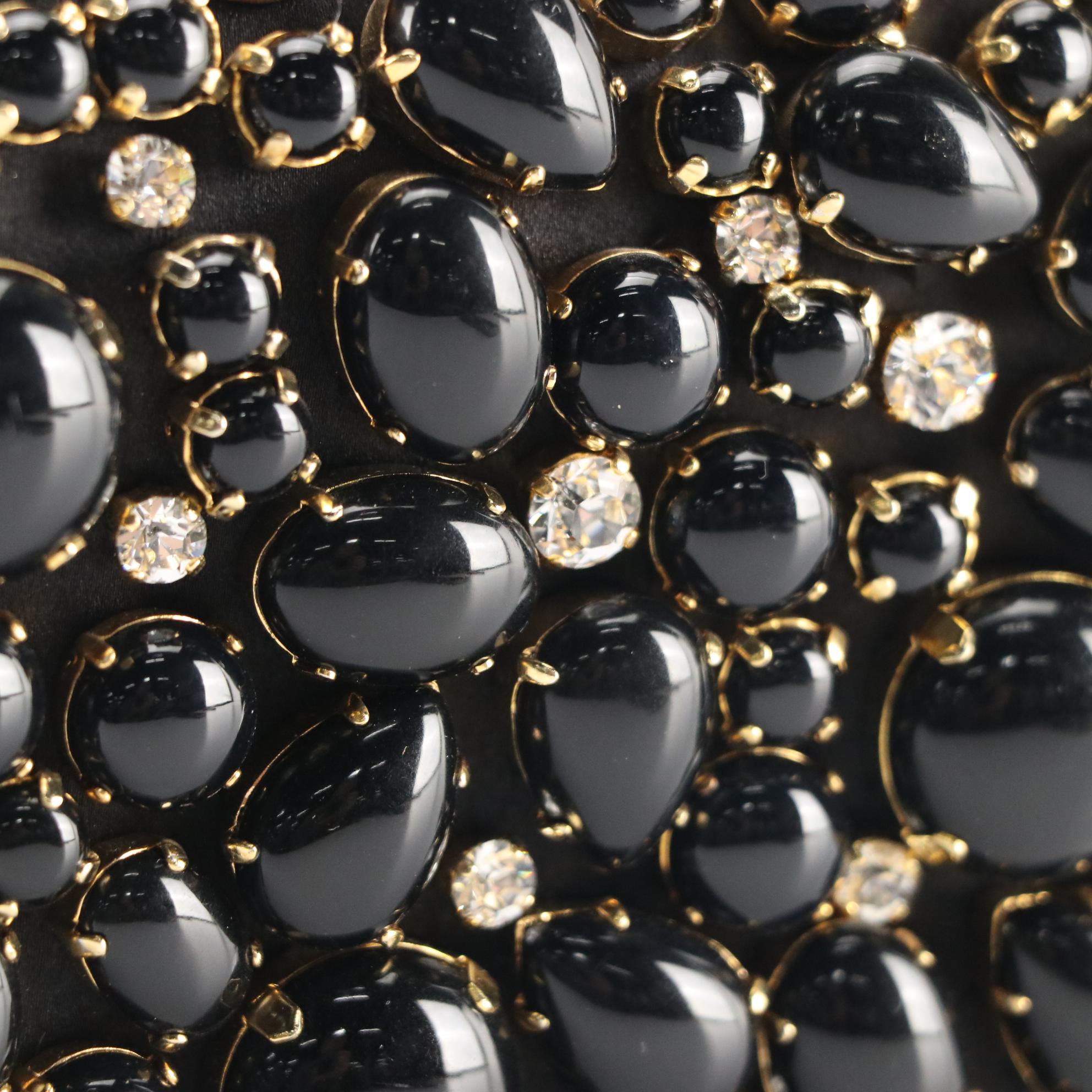 Prada Raso Stone Clutch in Cabochon Embellished Silk Satin