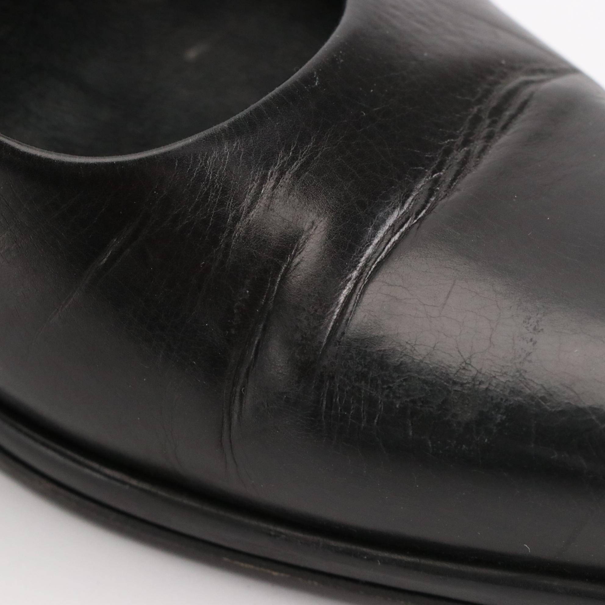 Prada Skinny Heel Almond Toe Pumps in Black Lambskin Leather