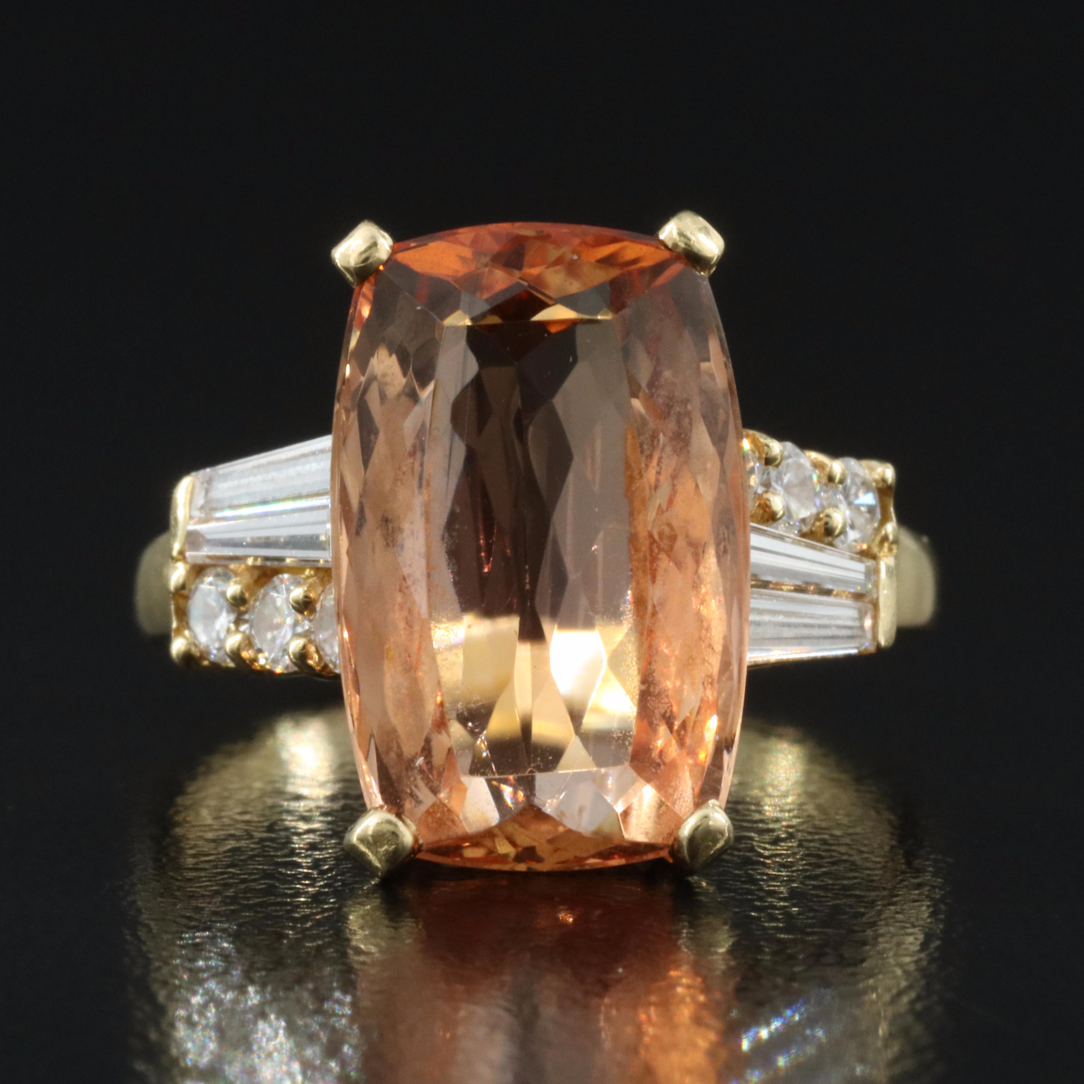 18K 7.53 CT Topaz and Diamond Ring with GIA Report