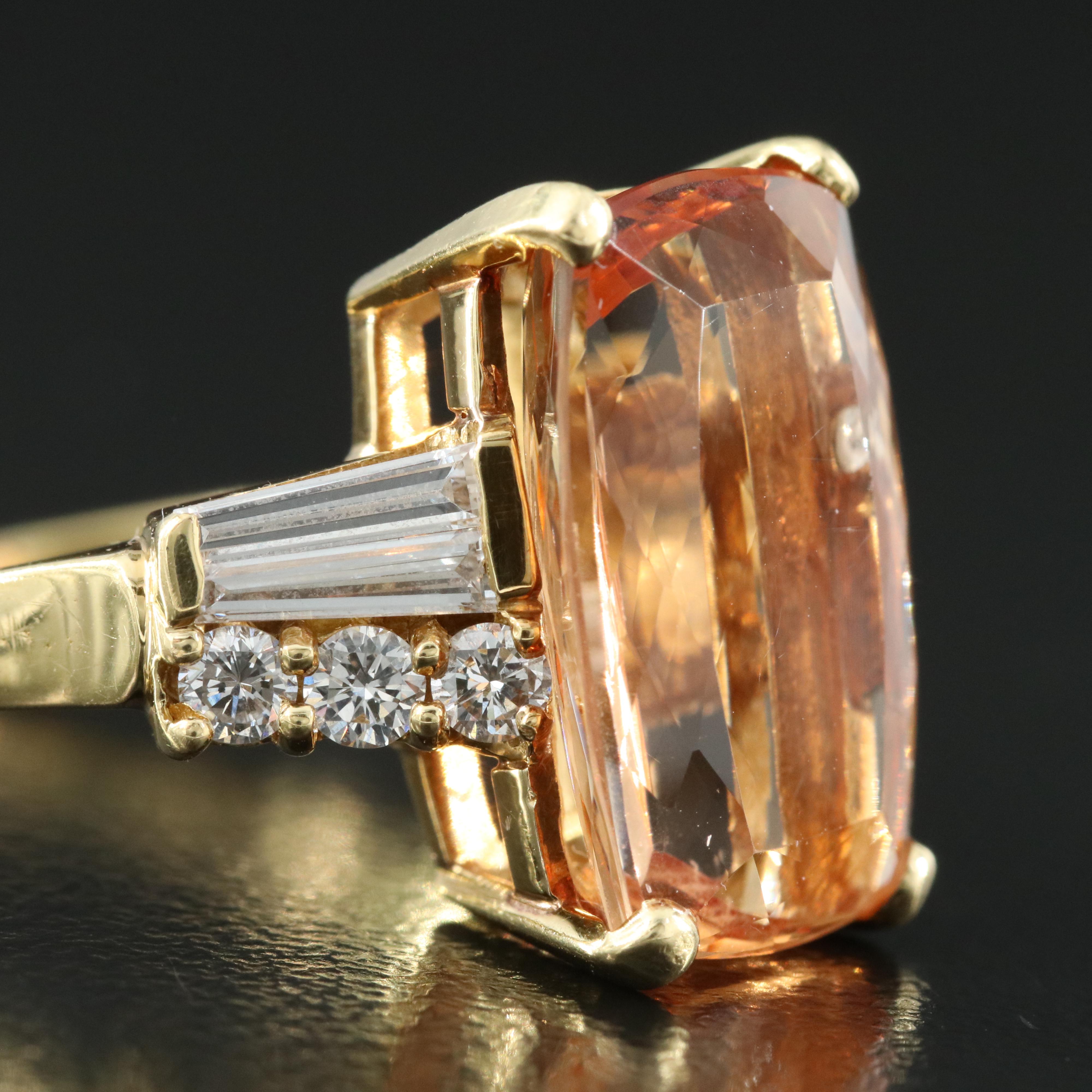 18K 7.53 CT Topaz and Diamond Ring with GIA Report