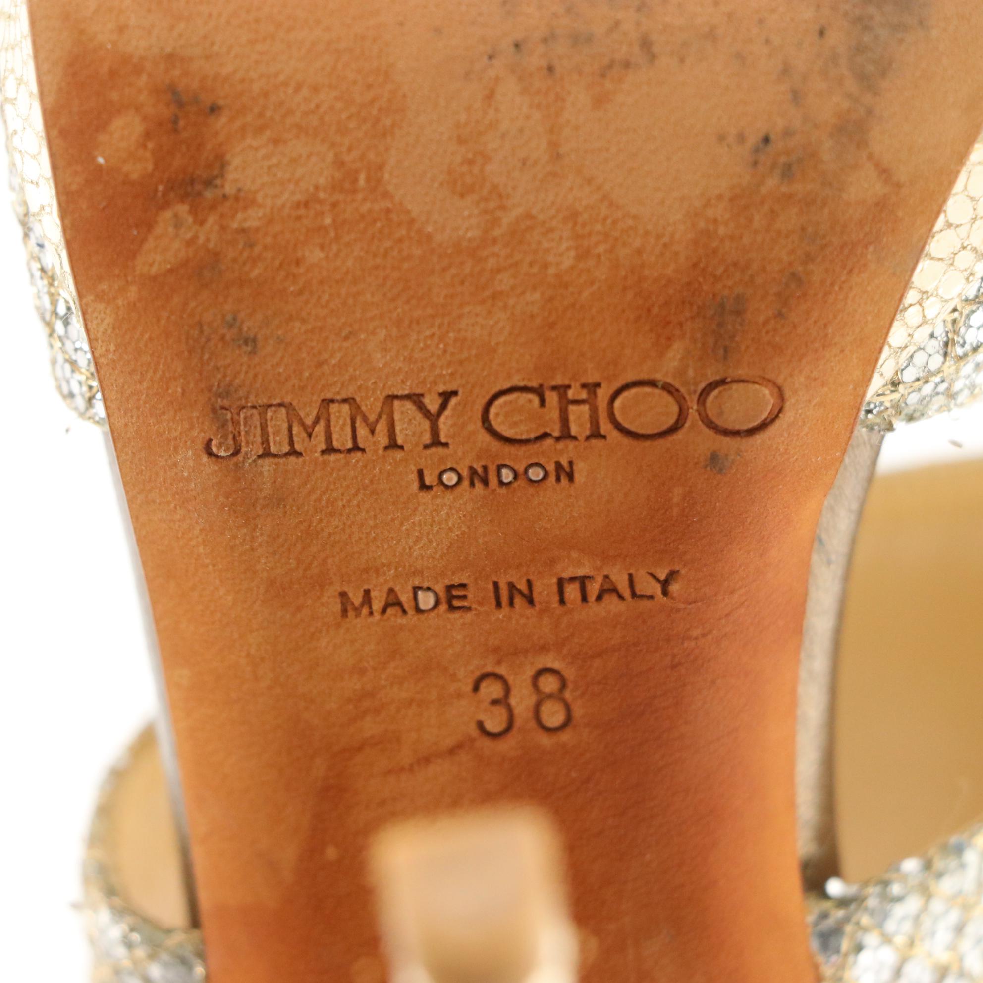 Jimmy Choo Peep Toe Pump Duo in Silver Glitter and Metallic Leather