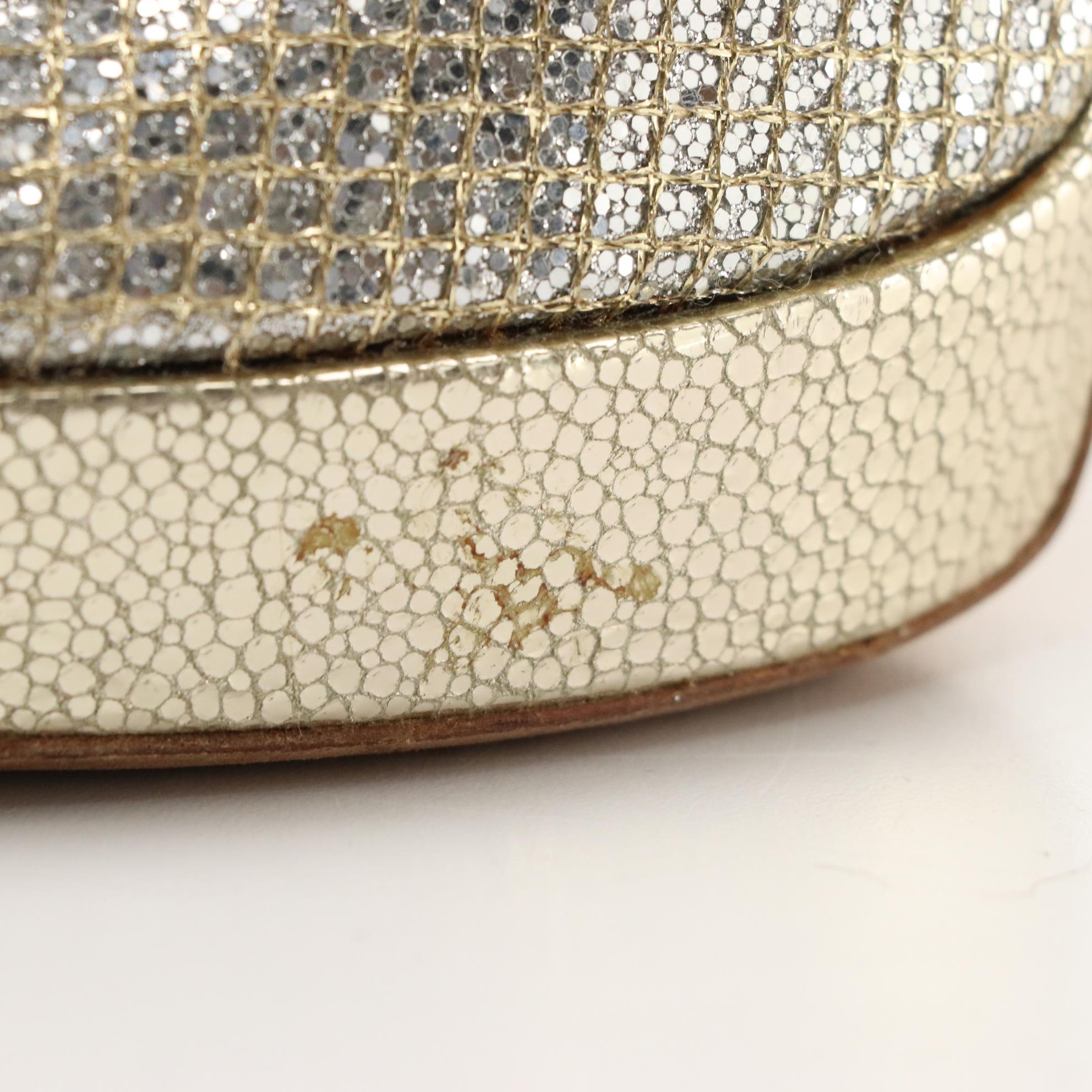 Jimmy Choo Peep Toe Pump Duo in Silver Glitter and Metallic Leather