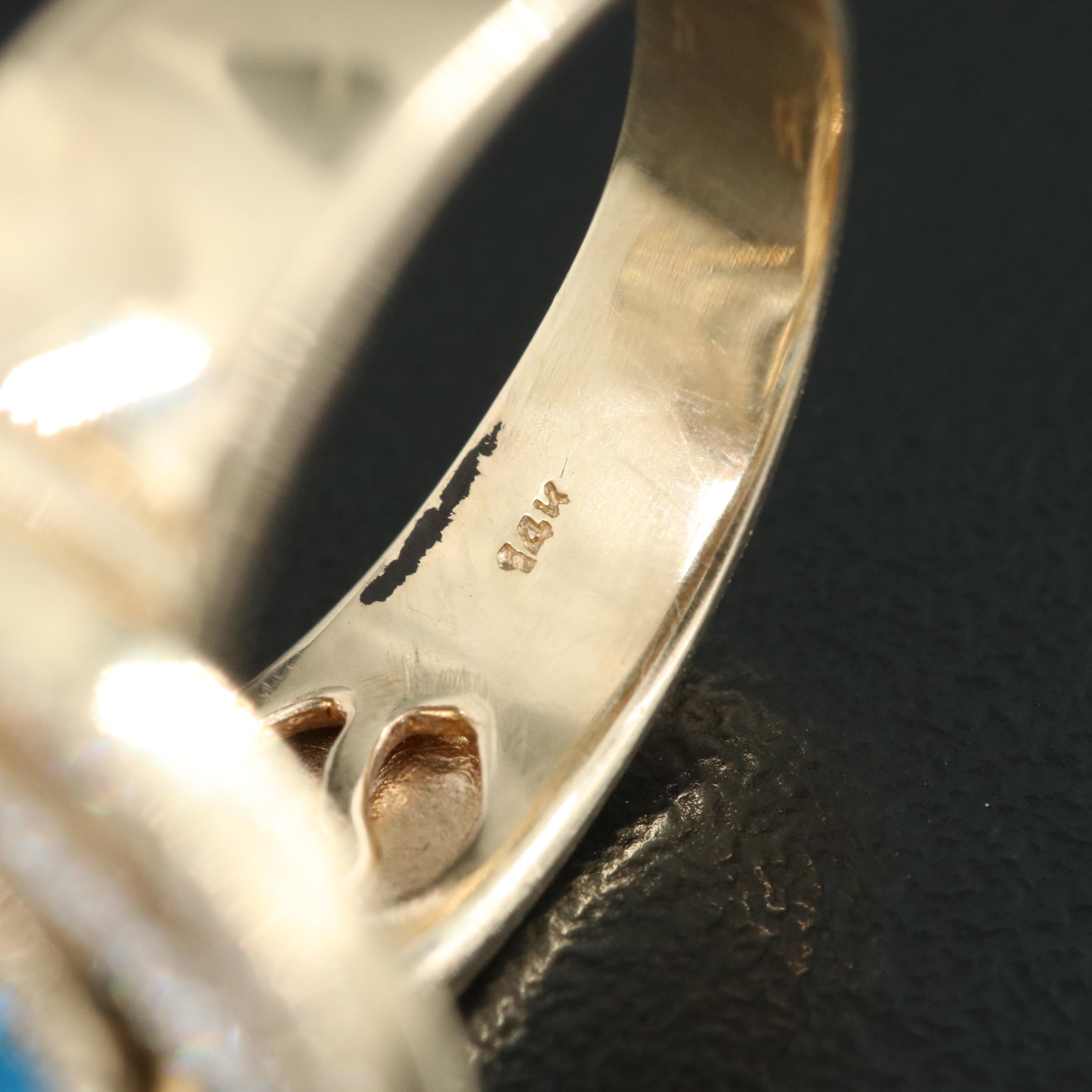 14K Swiss Blue Topaz and Diamond Ring