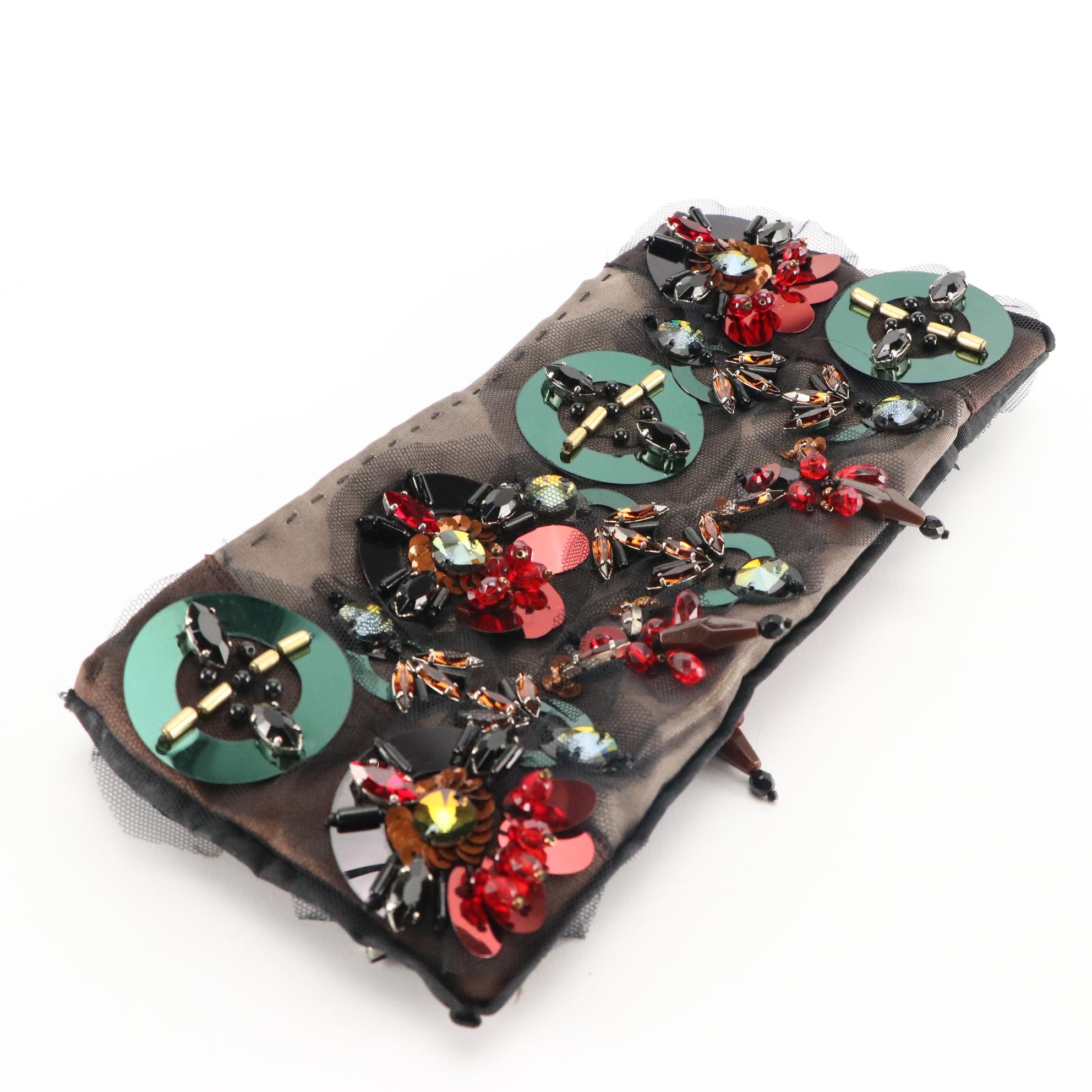 Prada Bead/Sequin Clutch in Faille Satin Fabric