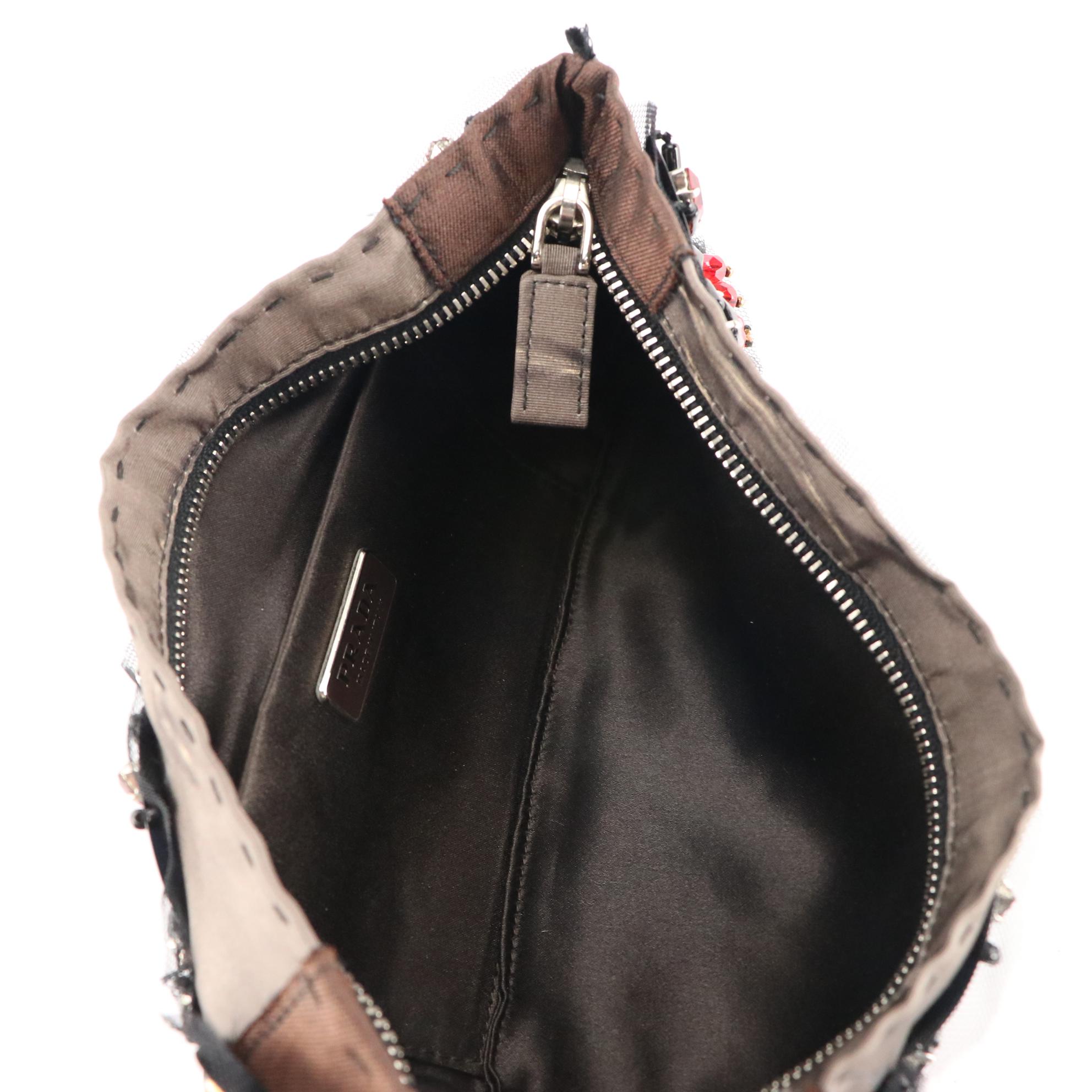 Prada Bead/Sequin Clutch in Faille Satin Fabric