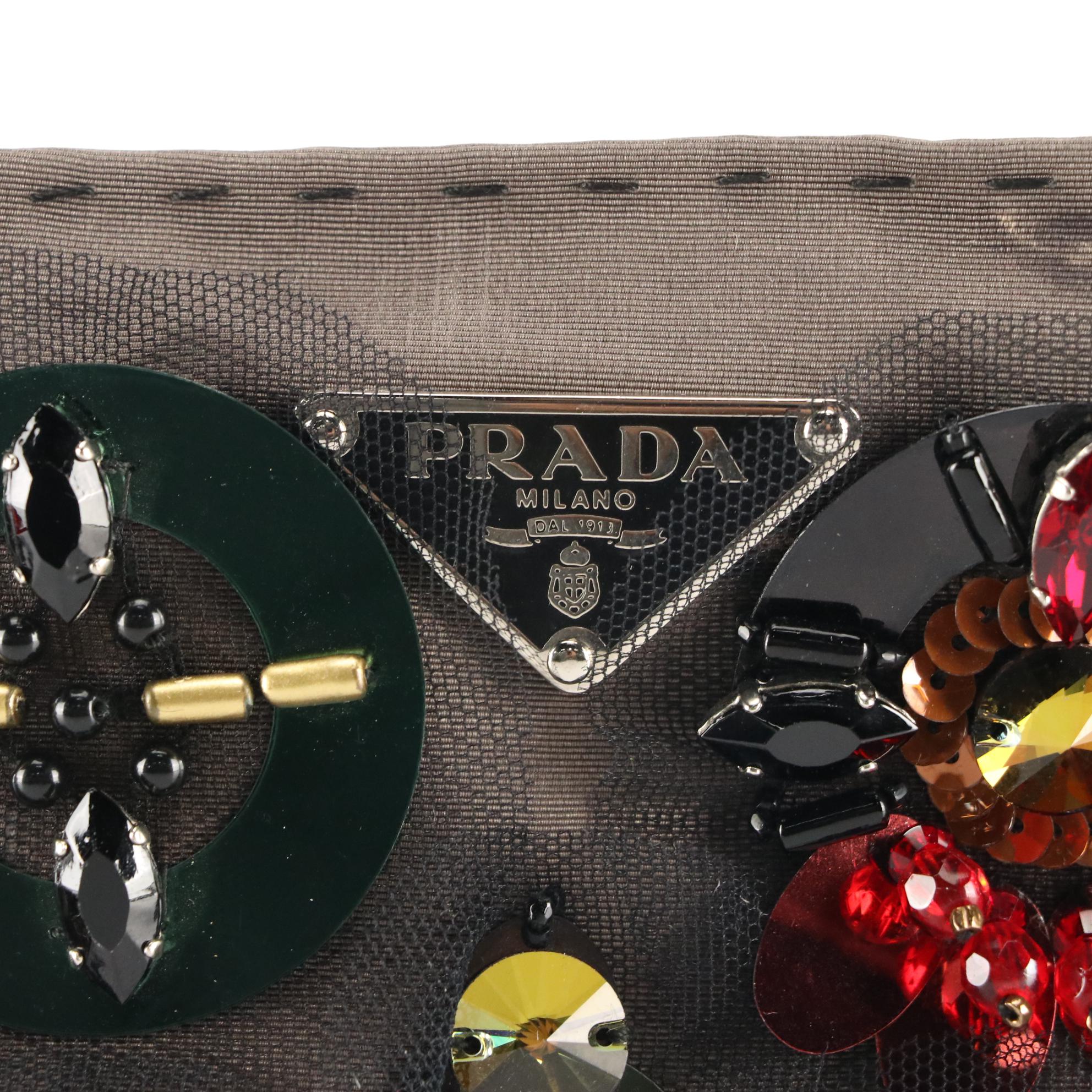 Prada Bead/Sequin Clutch in Faille Satin Fabric