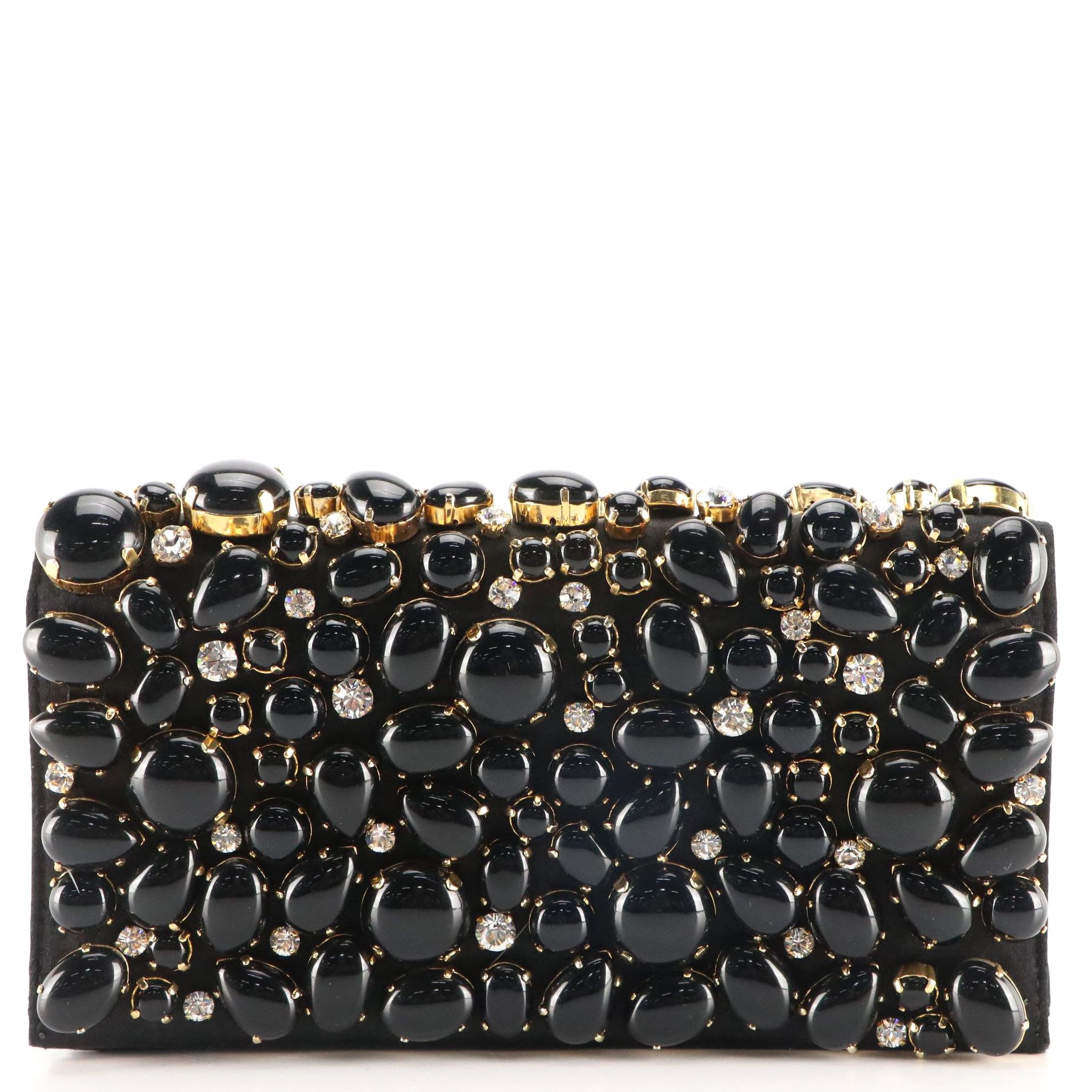 Prada Raso Stone Clutch in Cabochon Embellished Silk Satin