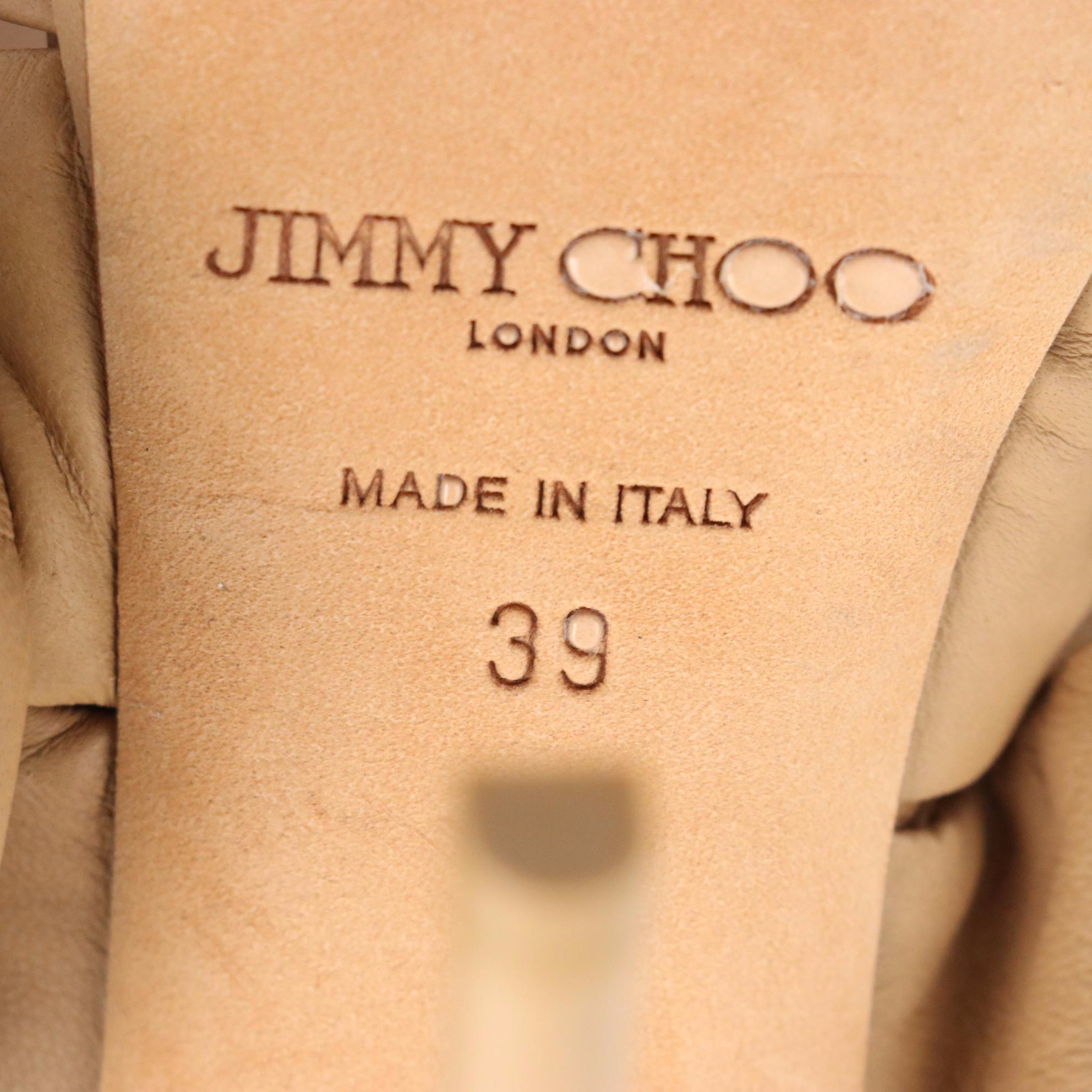 Jimmy Choo Caged Platform Heels in Leather with Snakeskin Trim