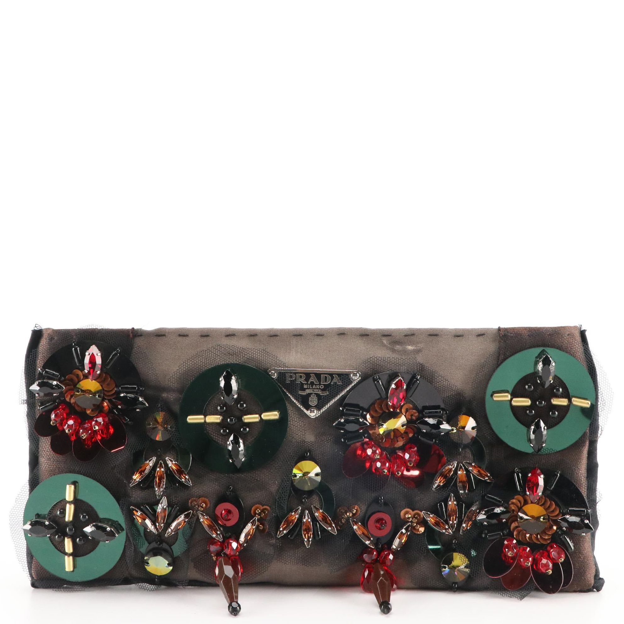 Prada Bead/Sequin Clutch in Faille Satin Fabric