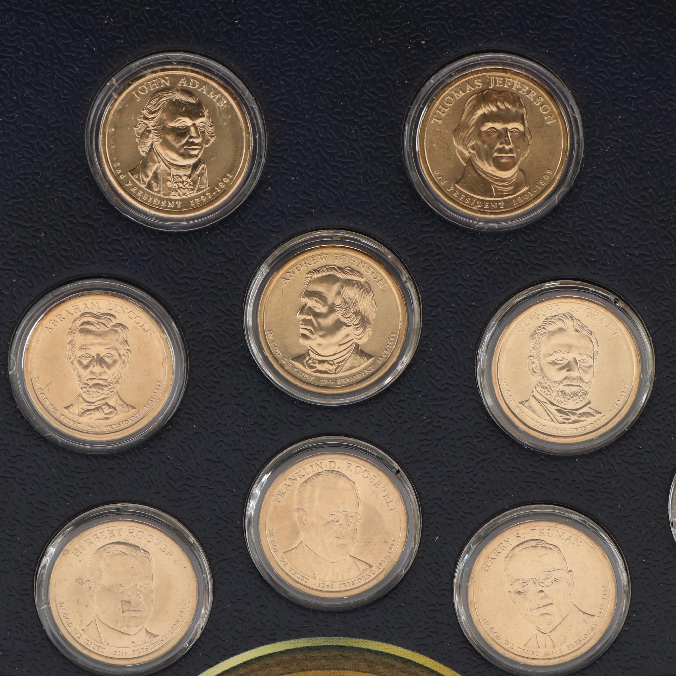 Complete Framed Presidential Dollar Collection