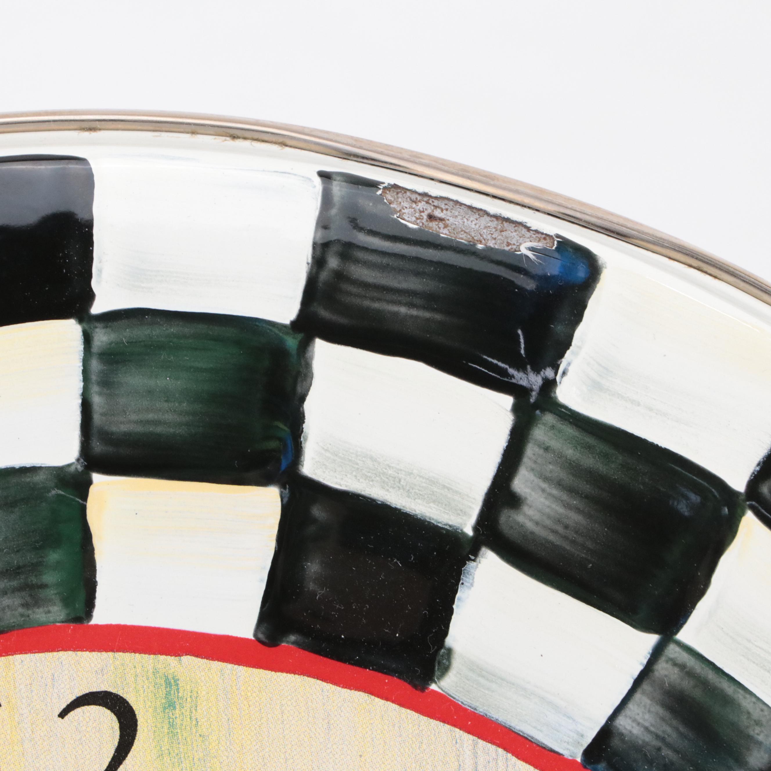 MacKenzie-Childs "Courtly Check" Teapot, Paper Towel Holder and Wall Clock