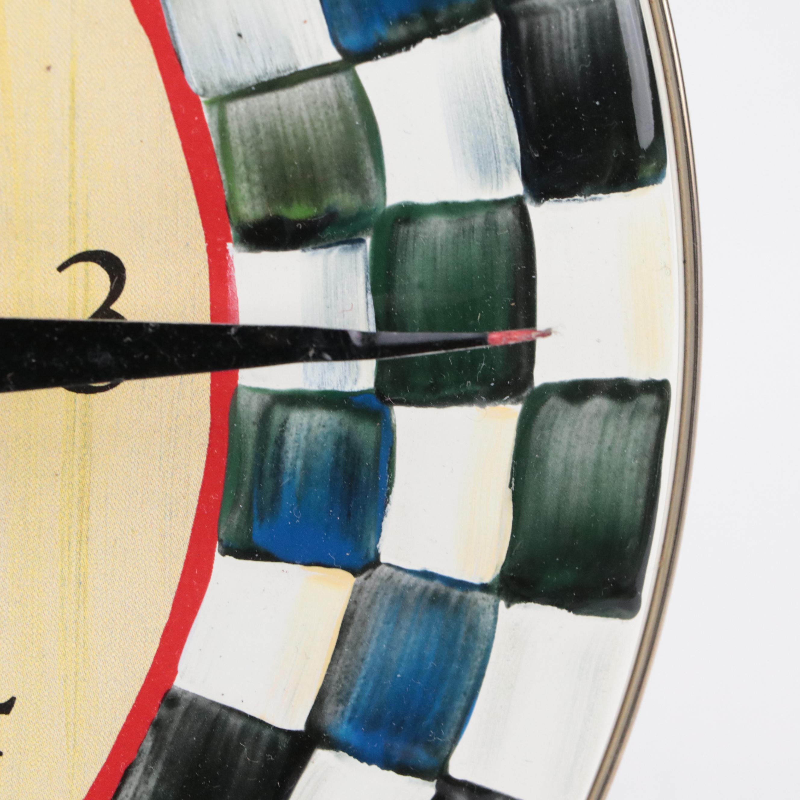 MacKenzie-Childs "Courtly Check" Teapot, Paper Towel Holder and Wall Clock