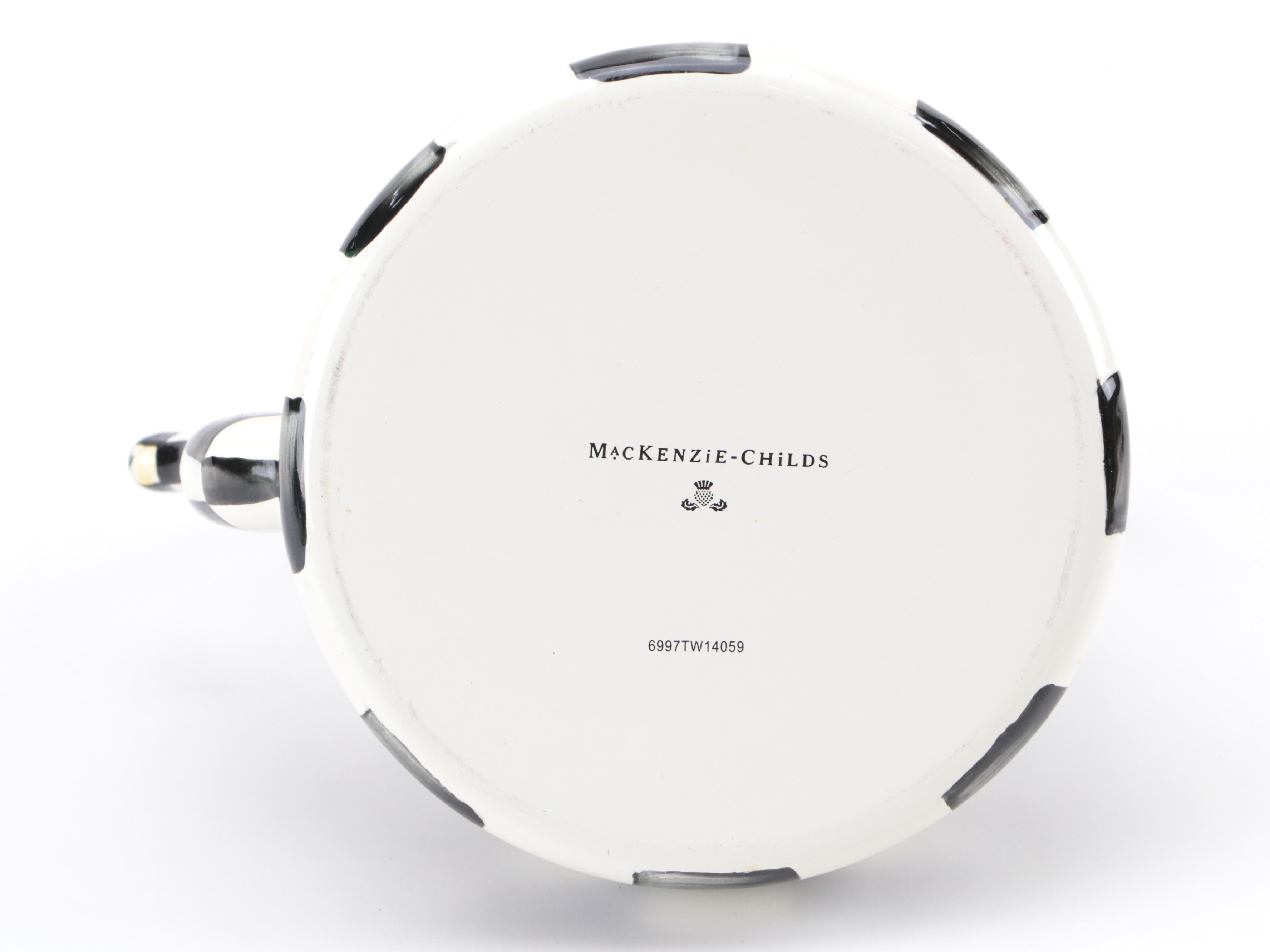 MacKenzie-Childs "Courtly Check" Teapot, Paper Towel Holder and Wall Clock