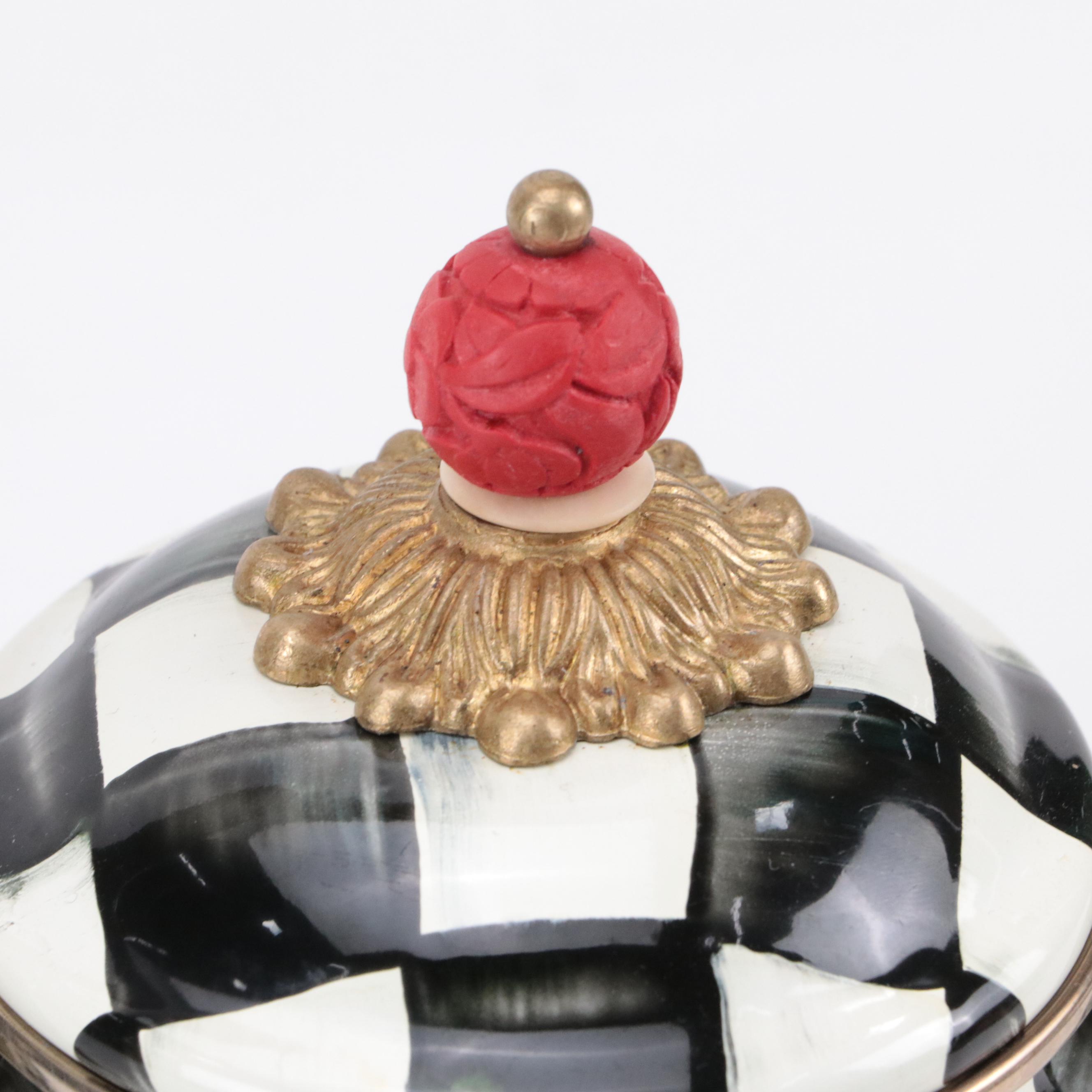 MacKenzie-Childs "Courtly Check" Teapot, Paper Towel Holder and Wall Clock