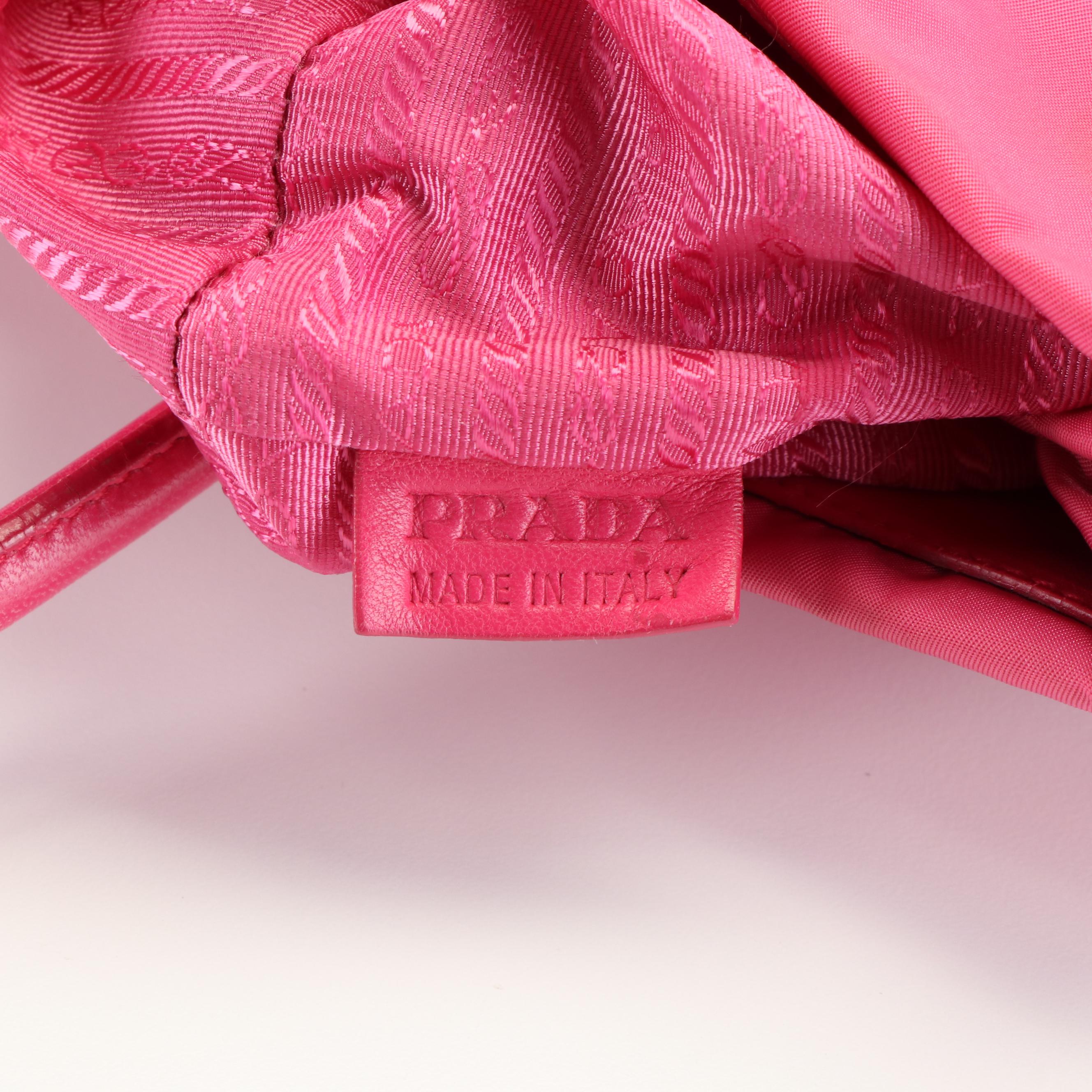 Prada Tote Handbag in Bejeweled Fuschia Tessuto Nylon