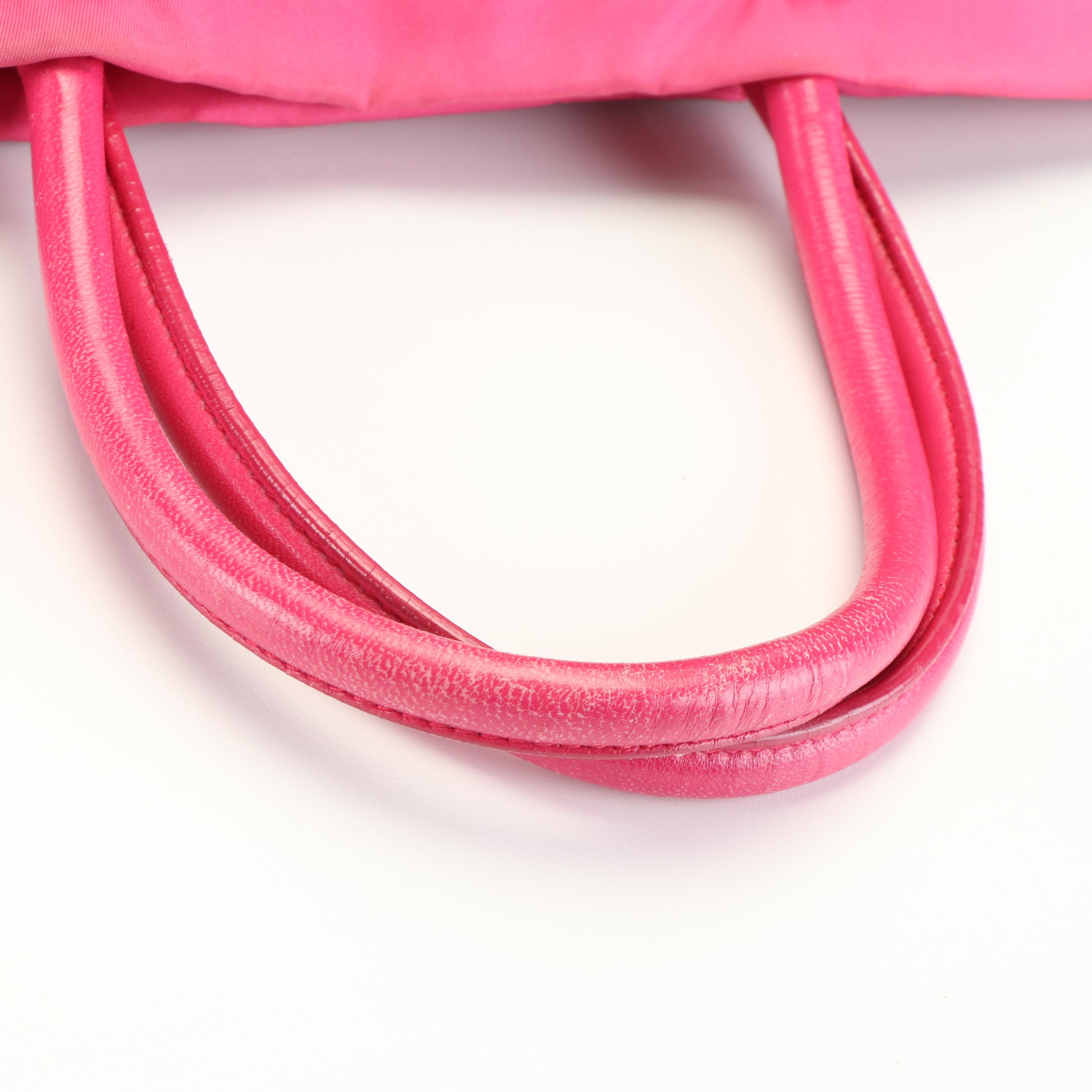 Prada Tote Handbag in Bejeweled Fuschia Tessuto Nylon