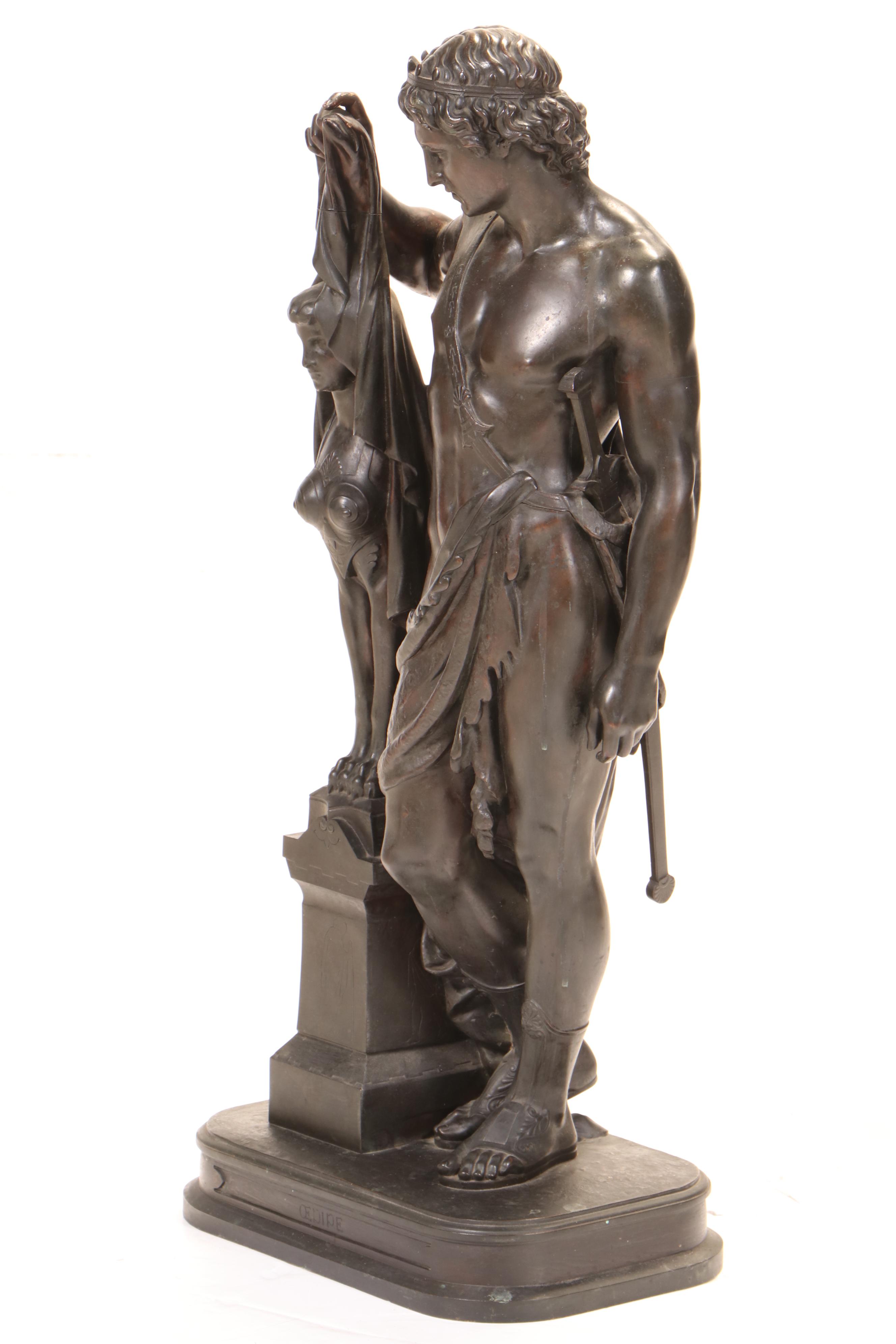 "Oedipus and the Sphinx" Bronze Sculpture After Émile Hébert