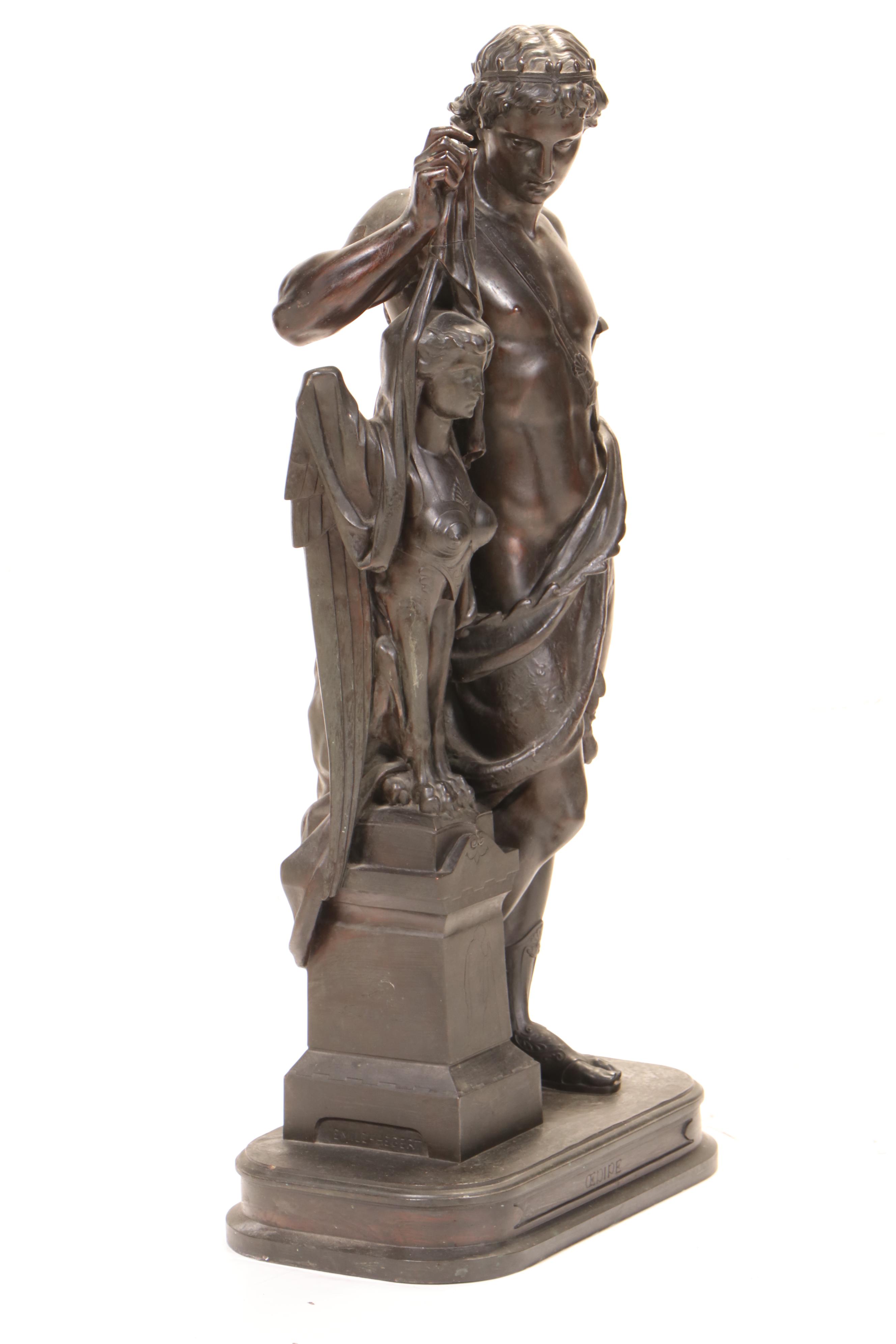 "Oedipus and the Sphinx" Bronze Sculpture After Émile Hébert